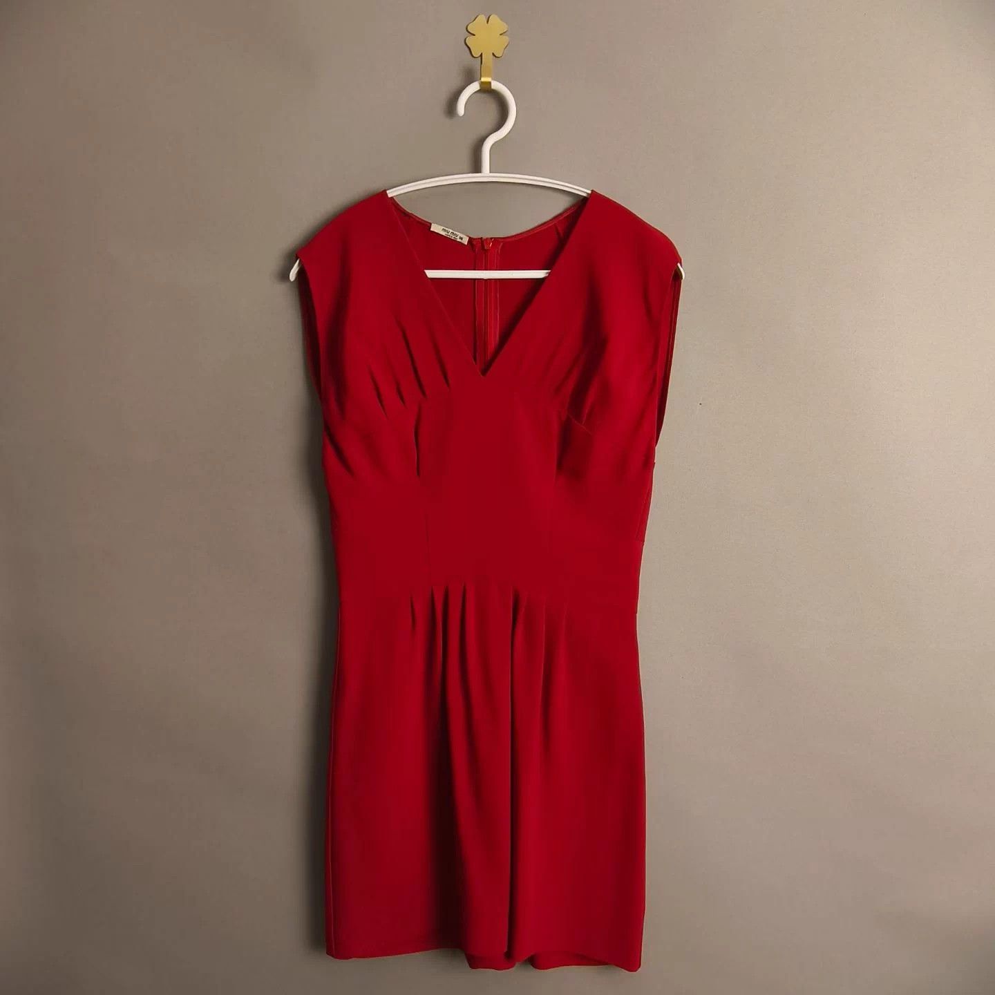 Miu Miu MIU MIU Red Pleated Long Women's Dress Size XS / US 0-2 / IT 36-38 - 1 Thumbnail