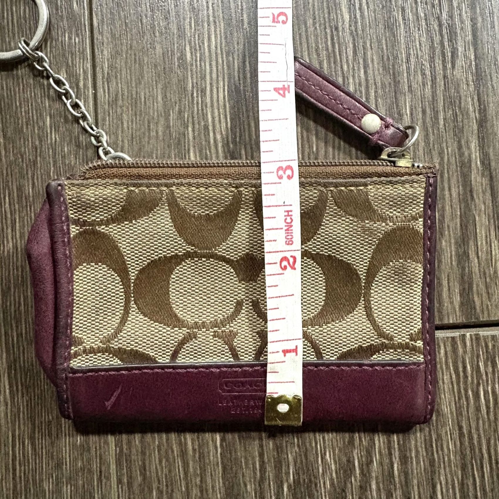Coach Coach Vintage Signature Canvas Burgundy Leather Coin Purse Wallet Bag Size ONE SIZE - 7 Thumbnail