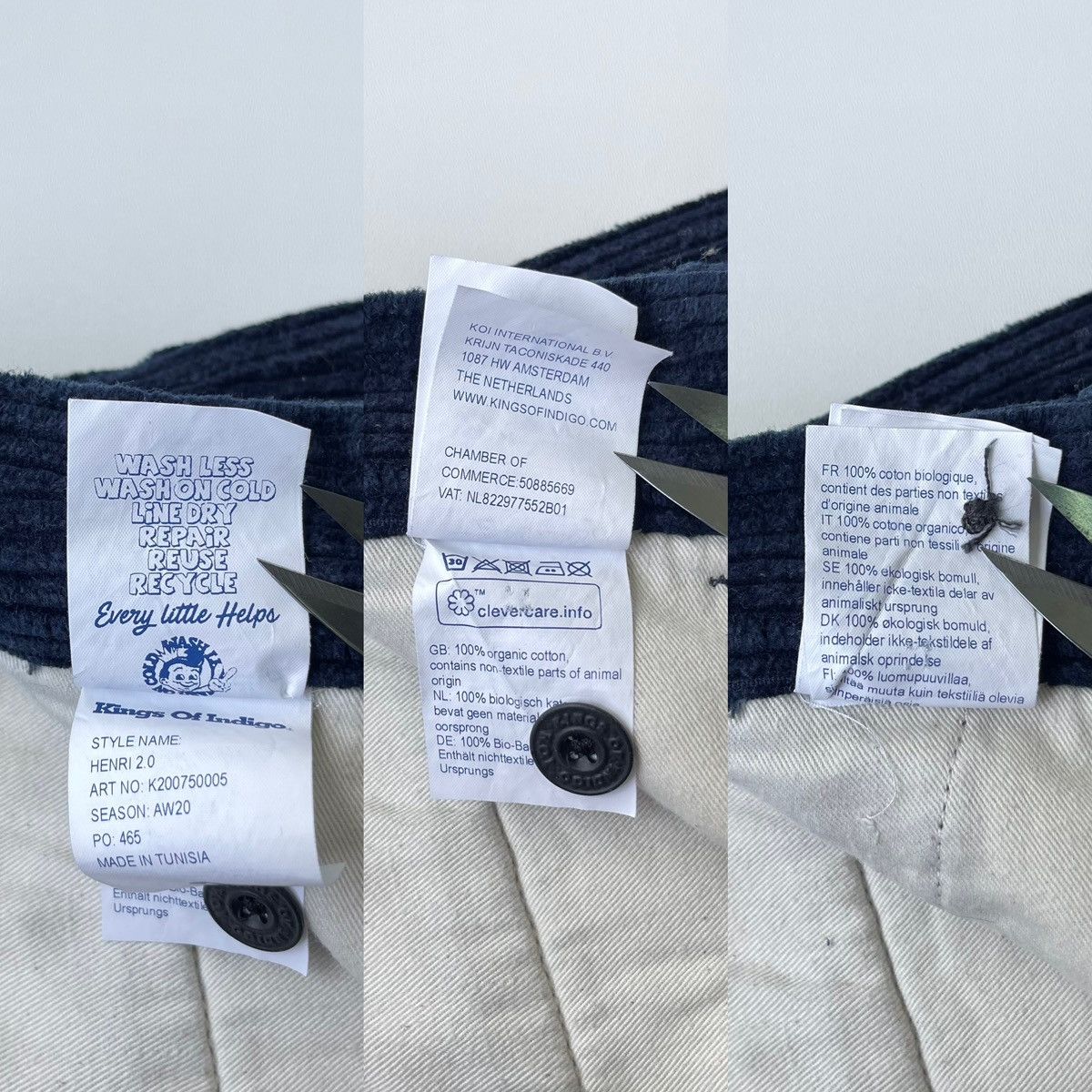 Kings Of Indigo King Og Indigo K.O.I. Henri 2.0 AW20 Corduroy Pants Blue Size US 31 - 9 Thumbnail