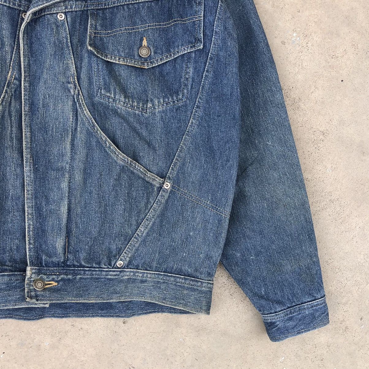 Vintage Vintage 1980s Denim Bomber Buckle Jacket Pockets Size US L / EU 52-54 / 3 - 6 Thumbnail