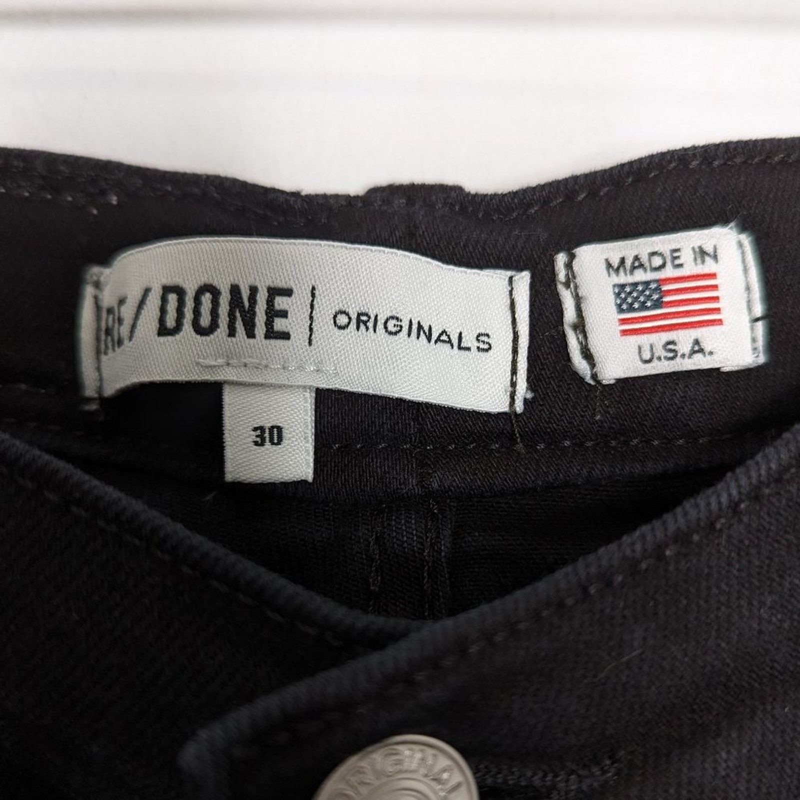 RE/DONE ReDone Black High Rise Ankle Crop Jeans Button Fly Size 30 Size 30" / US 8 / IT 44 - 2 Thumbnail