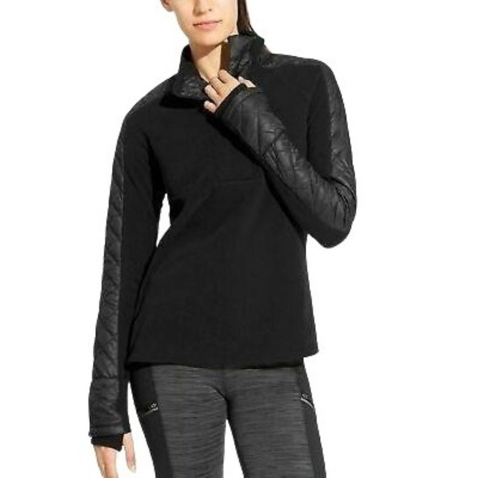 Athleta Athleta Pullover 1/4 Zip Black Pullover Quilted Panels Small Size S / US 4 / IT 40 - 1 Thumbnail
