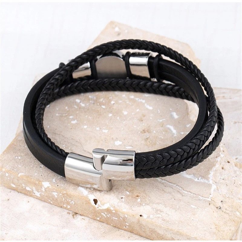 Other Hexagram Star of David Leather Bracelet Cuff Gift For Him Size ONE SIZE - 6 Thumbnail