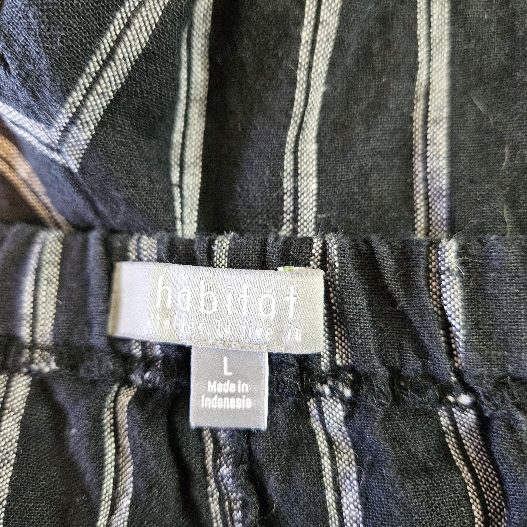 Habitat Habitat Womens Cropped Wide Leg Pants Sz Large Black Stripe Linen Cotton Size 36" / US 14 / IT 50 - 7 Thumbnail