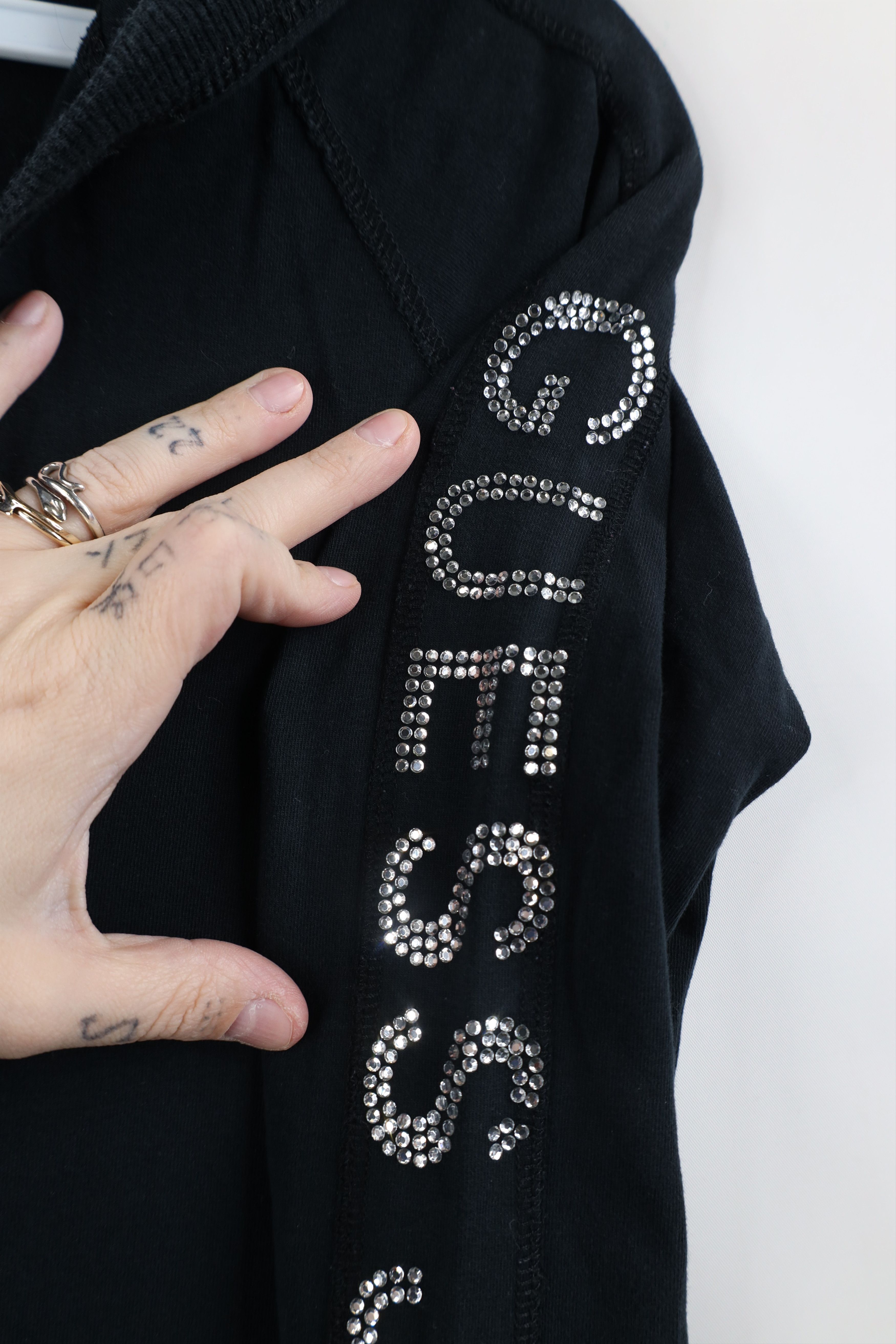 Guess × Vintage Vintage 90s Y2K Guess Babydoll Spell Sequin Hooded T-Shirt Size M / US 6-8 / IT 42-44 - 5 Thumbnail