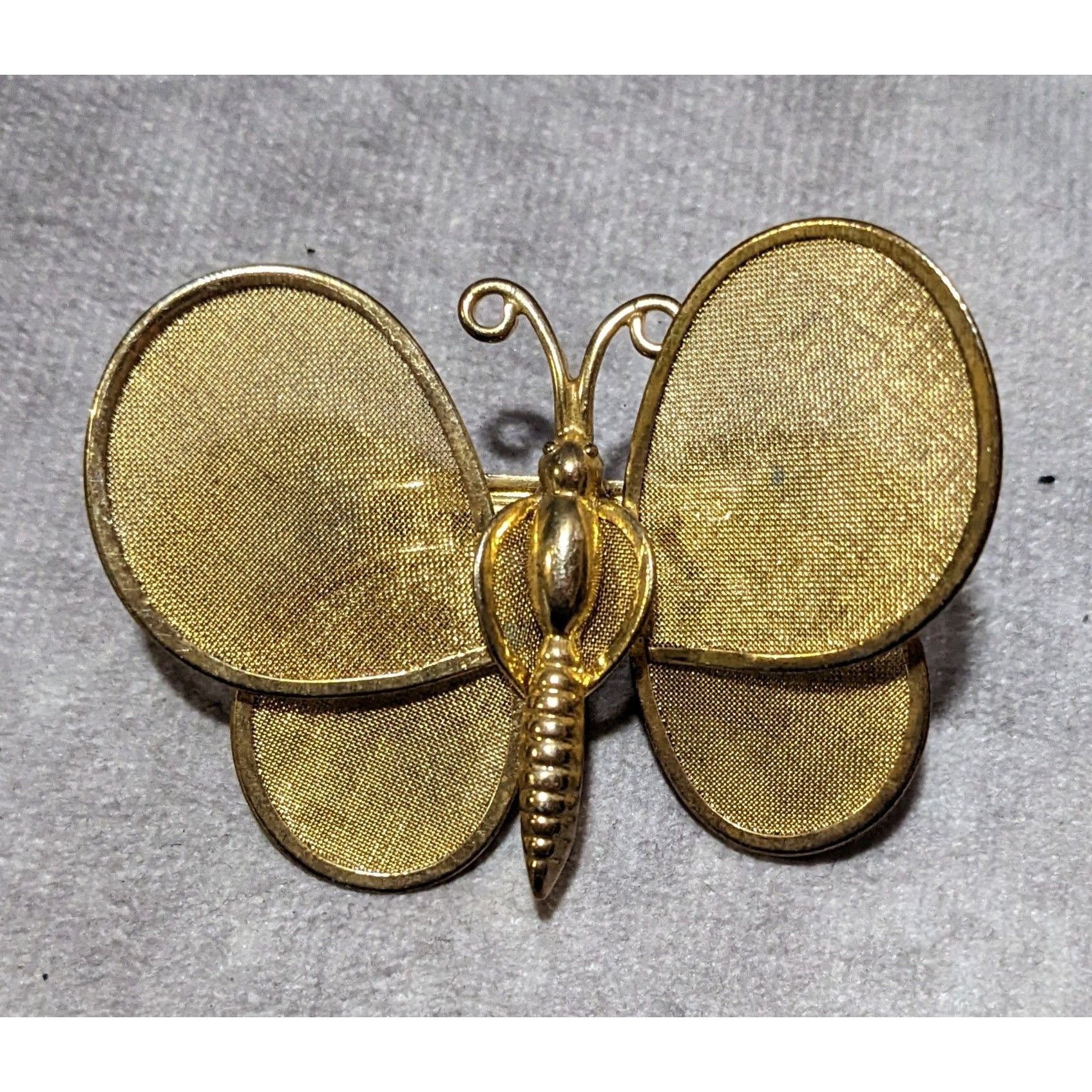 Other Vintage Gold Tone Spring Mesh Wing Butterfly Brooch Size ONE SIZE - 4 Thumbnail