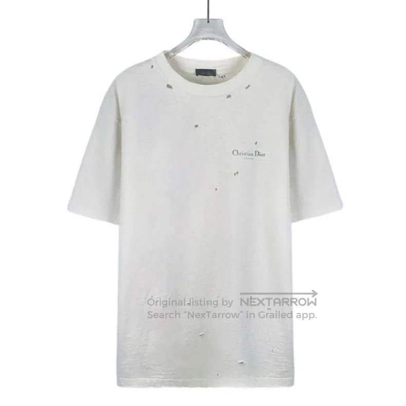Dior Dior White old hole logo letter print cotton round-neck sh Size US M / EU 48-50 / 2 - 1 Thumbnail