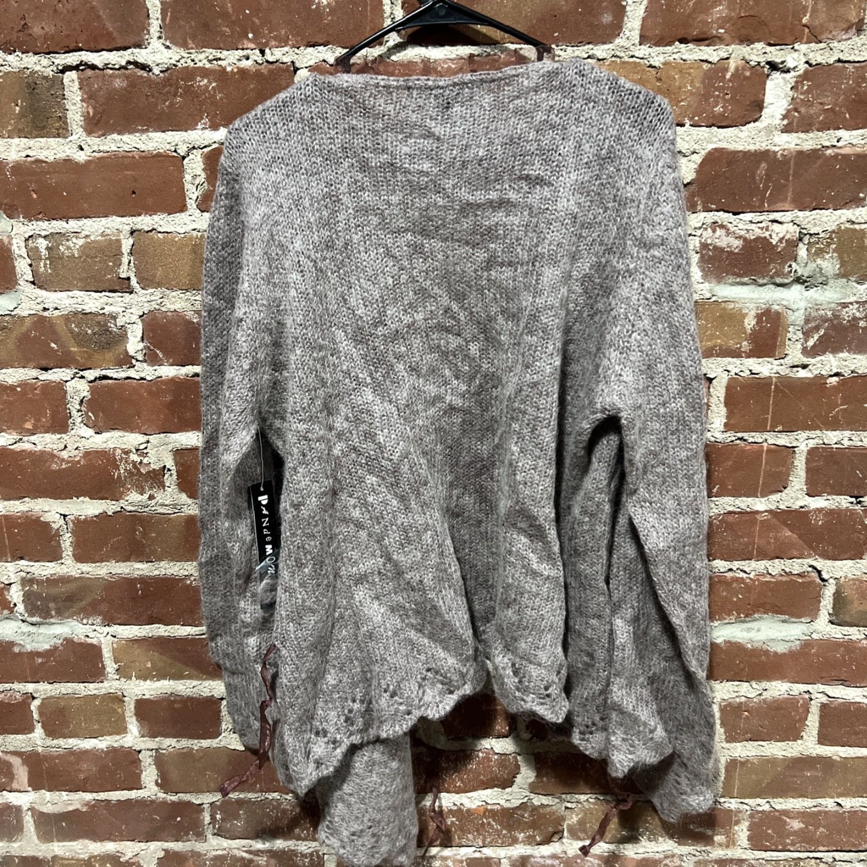 Vintage NWT Pandemonium Cardigan Brown 2X Plus Size Womens Mohair Blend Knit Cable-Knit V-Neck Asymmetrical Sleeve Size XXL / US 16-18 / IT 52-54 - 3 Thumbnail