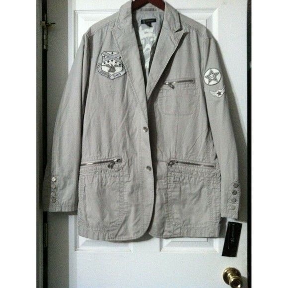 image of I N C Inc Men's New Dust 100%cotton Jacket W/patches Size: Xl