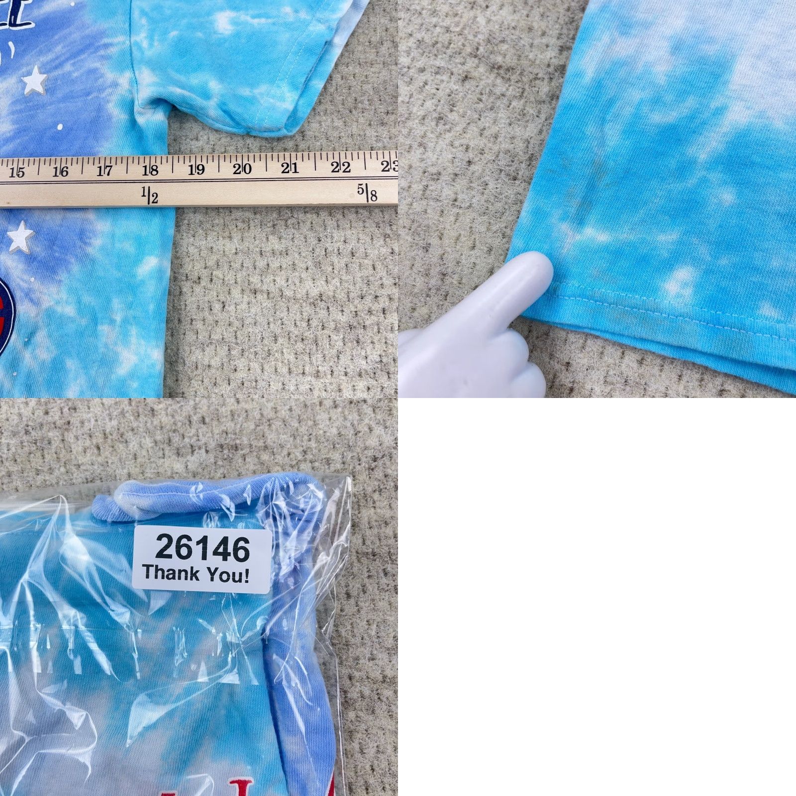 Vintage Simply Southern Women's Medium Blue Tie Dye T-Shirt with Bumble Bee & American Flag Graphic Size M / US 6-8 / IT 42-44 - 8 Thumbnail
