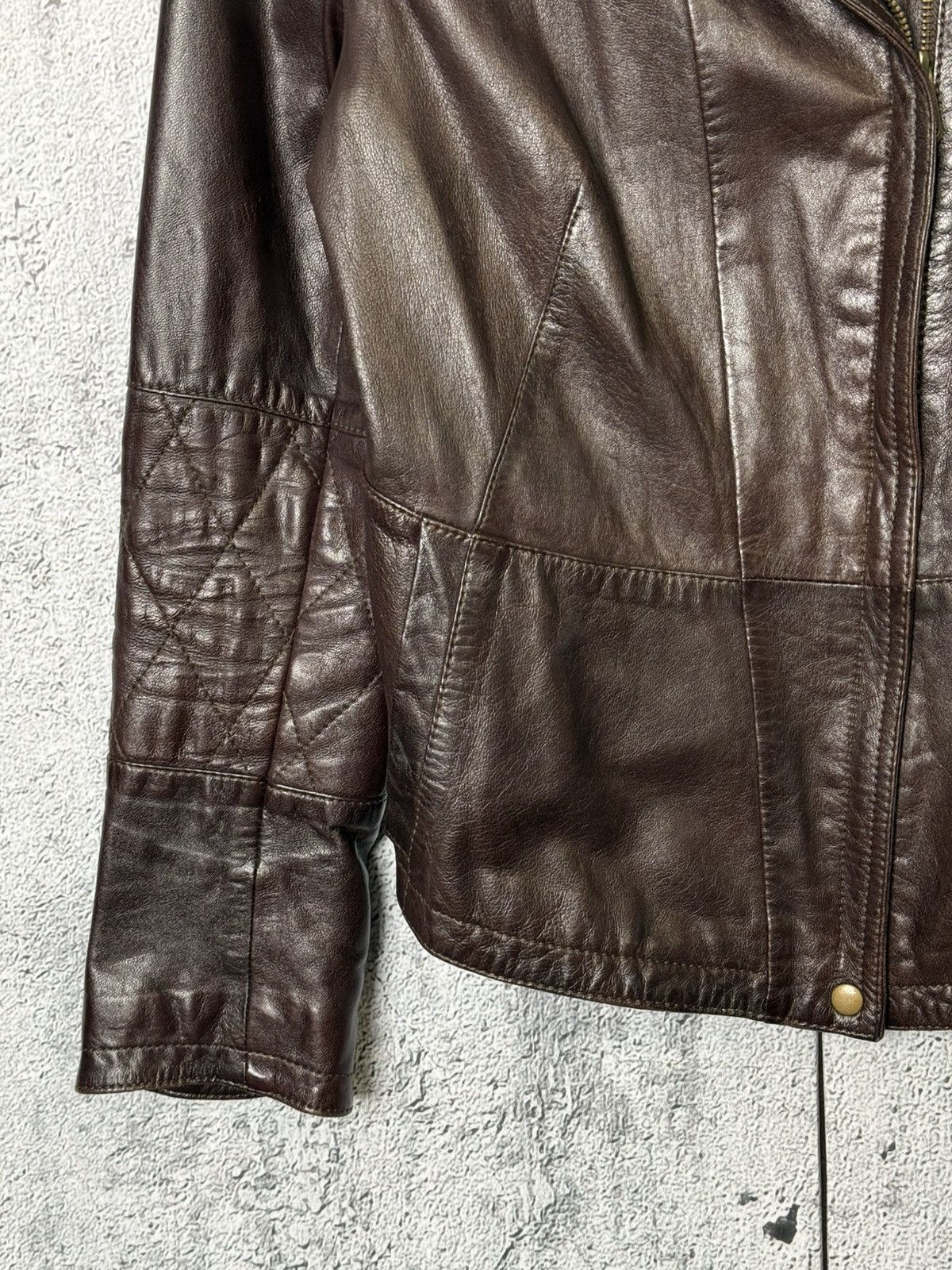 Weekend Max Mara Weekend Max Mara Brown Leather Biker Jacket Cropped Moto Size S / US 4 / IT 40 - 5 Thumbnail