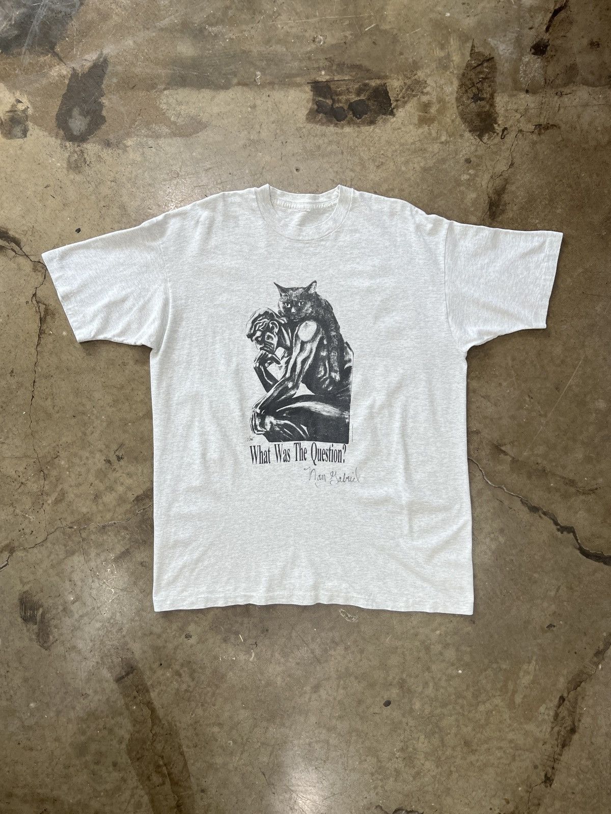 Vintage Vintage Cat Man Philosophy What was the Question Tee XXL Size US XXL / EU 58 / 5 - 2 Thumbnail