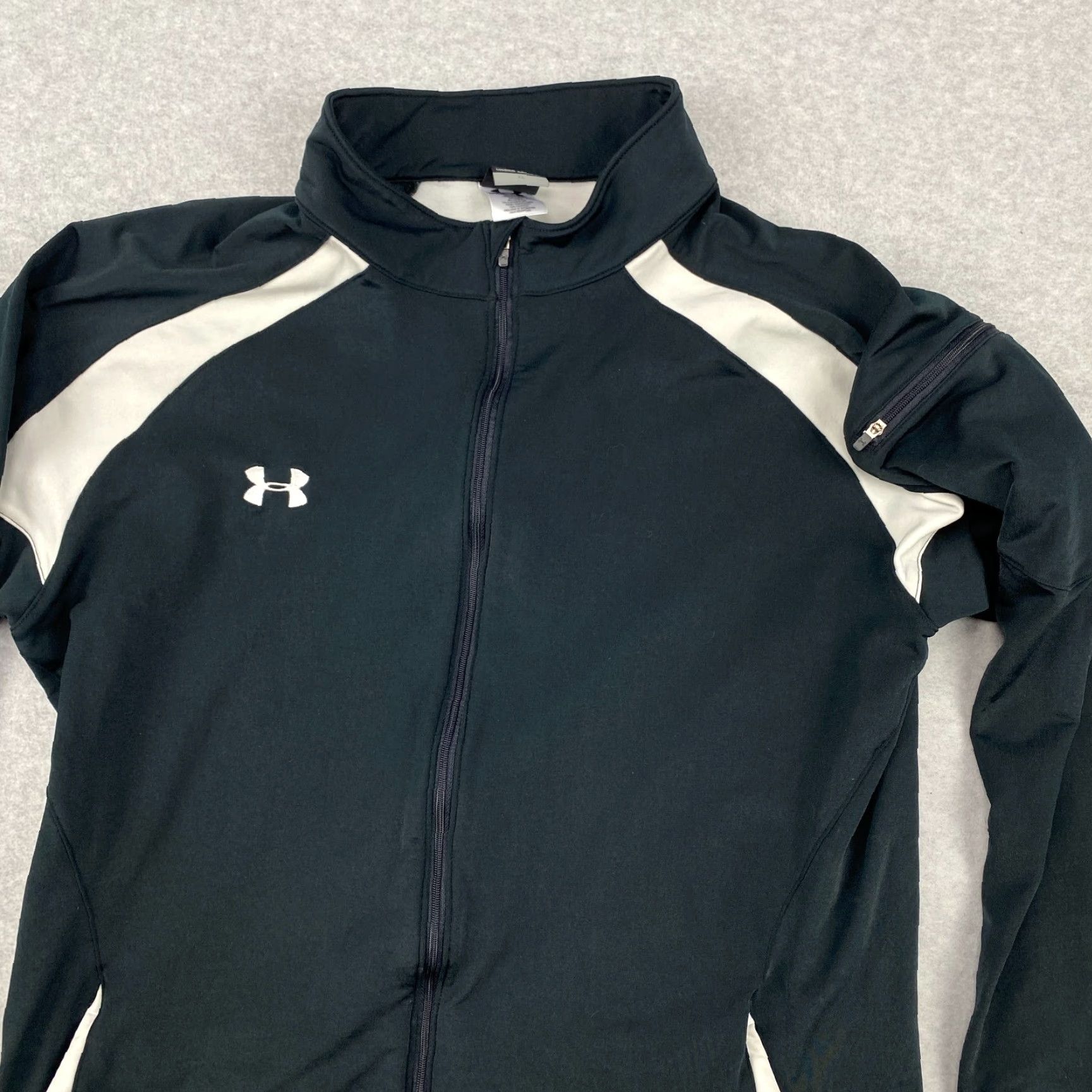Under Armour VINTAGE? No — Under Armour Jacket Mens XL Black Full Zip Windbreaker Lined Fleece Pockets Logo Zip Size US XL / EU 56 / 4 - 2 Thumbnail
