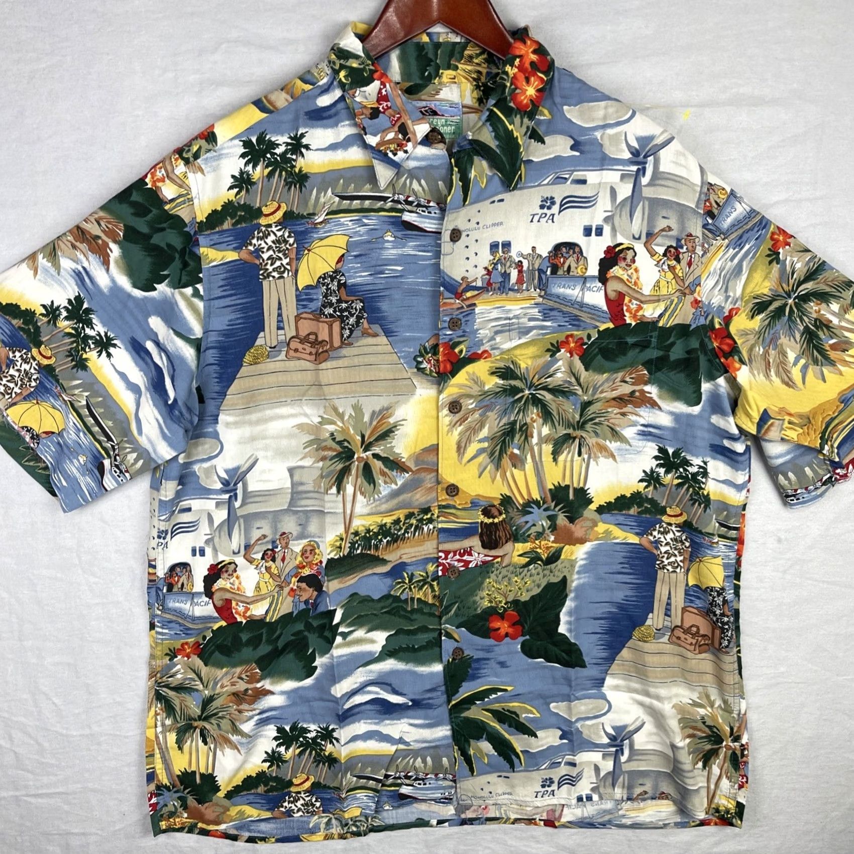 Reyn Spooner VINTAGE Reyn Spooner Shirt Mens Large Blue Hawaiian Aloha TPA Clipper Honolulu Size US L / EU 52-54 / 3 - 2 Thumbnail