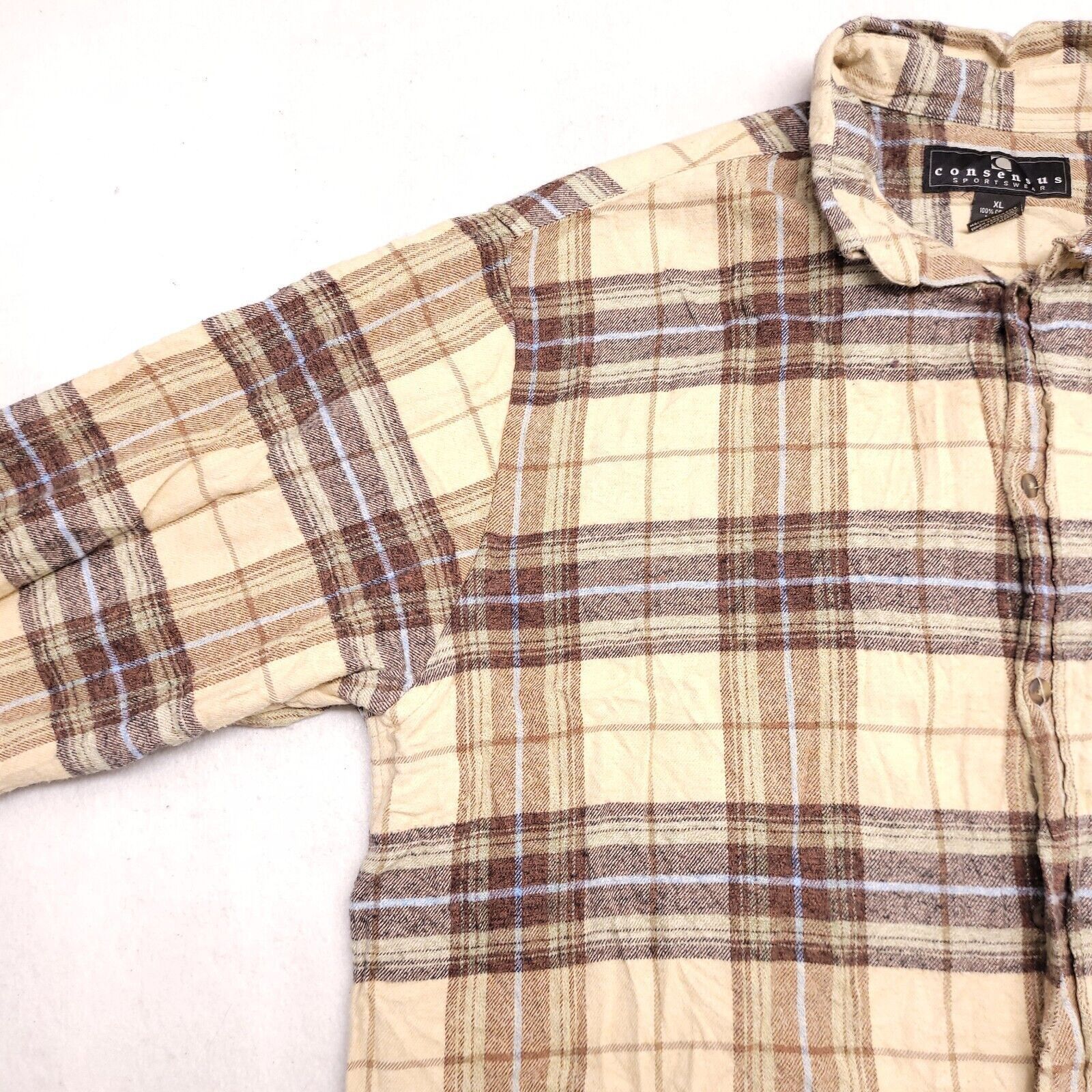 Consensus Sportswear Consesus Tartan Flannel Shirt Men Size Extra Large XL Yellow Size US XL / EU 56 / 4 - 4 Thumbnail