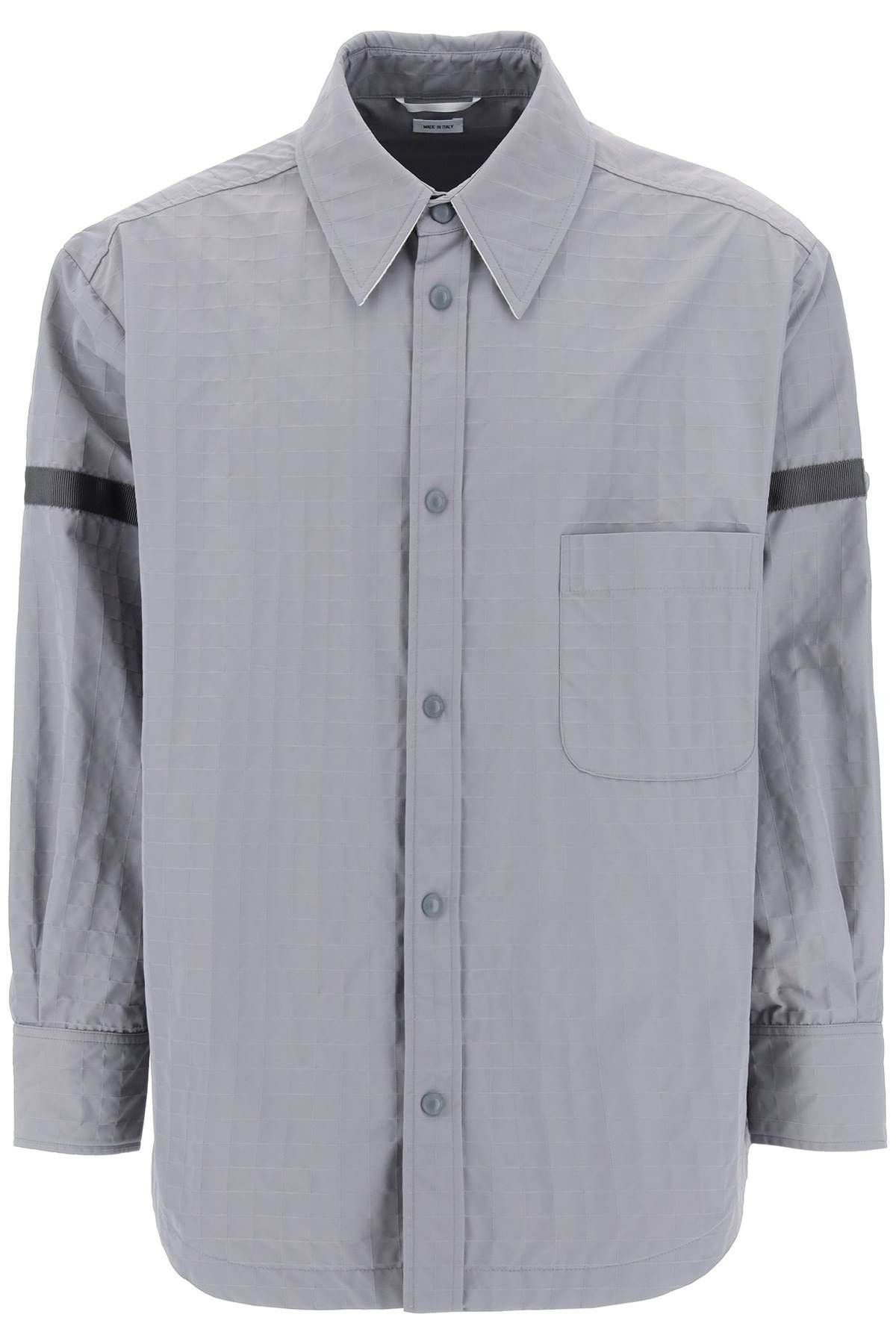 image of Thom Browne Nylon Ripstop Overshirt In in Grigio, Men's (Size Large)
