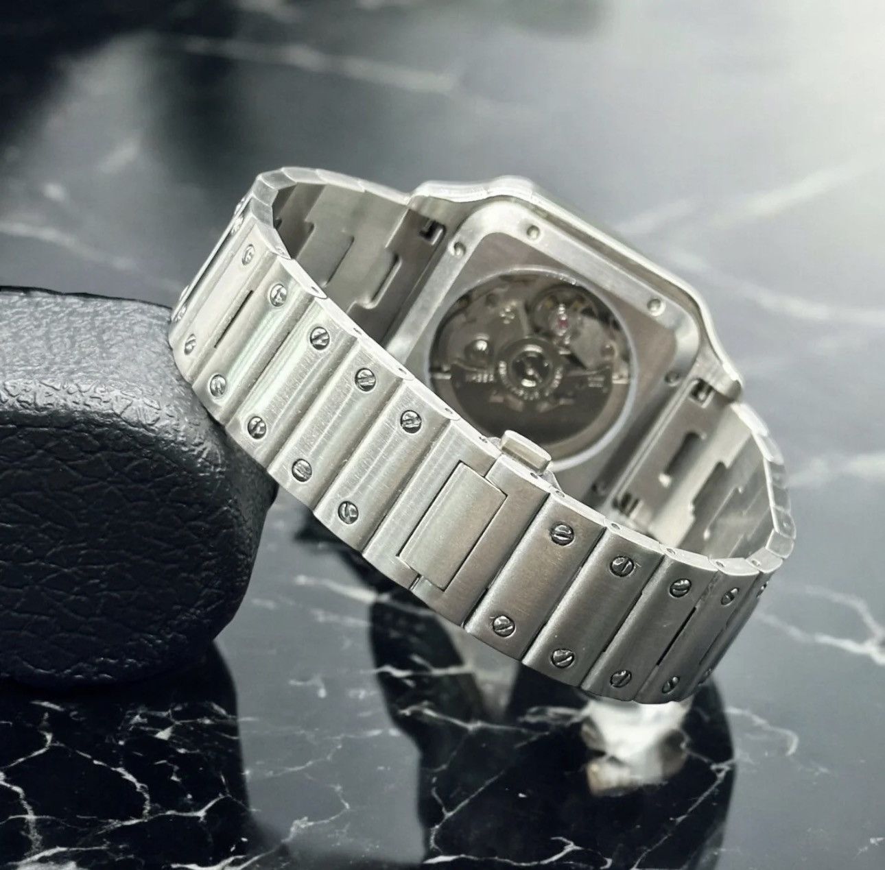 Japanese Brand Seiko Mod Santos Black Roman Dial Steel Watch NH35 41mm Size ONE SIZE - 2 Thumbnail