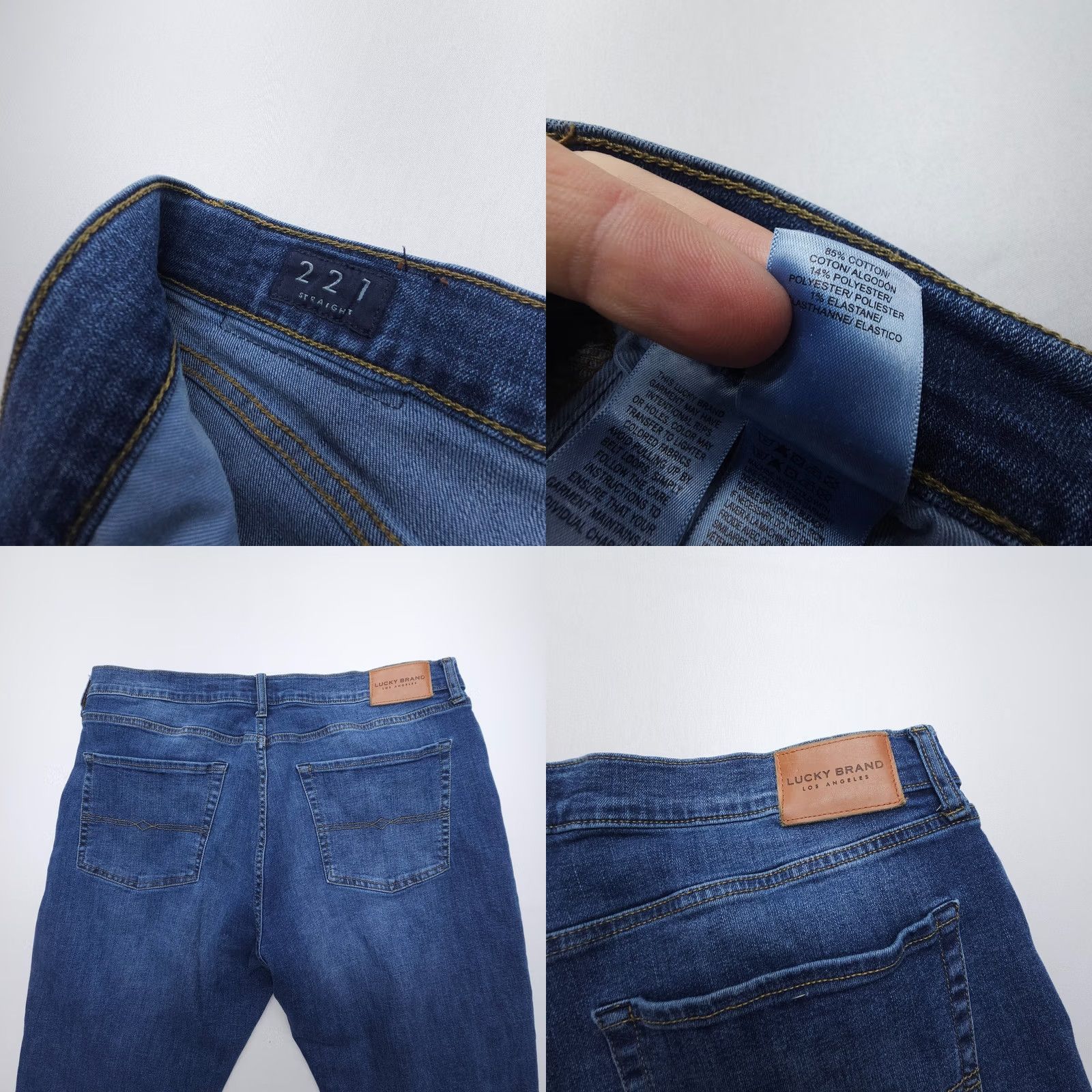 Lucky Brand Lucky Brand 221 Straight Jeans Mens 38 x 30 Blue Dark Wash Stretch Denim Flex Size US 38 / EU 54 - 8 Thumbnail