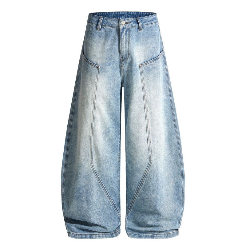 Japanese Brand American-style patchwork baggy wide-leg curved jeans for men Size US 32 / EU 48 - 4 Thumbnail