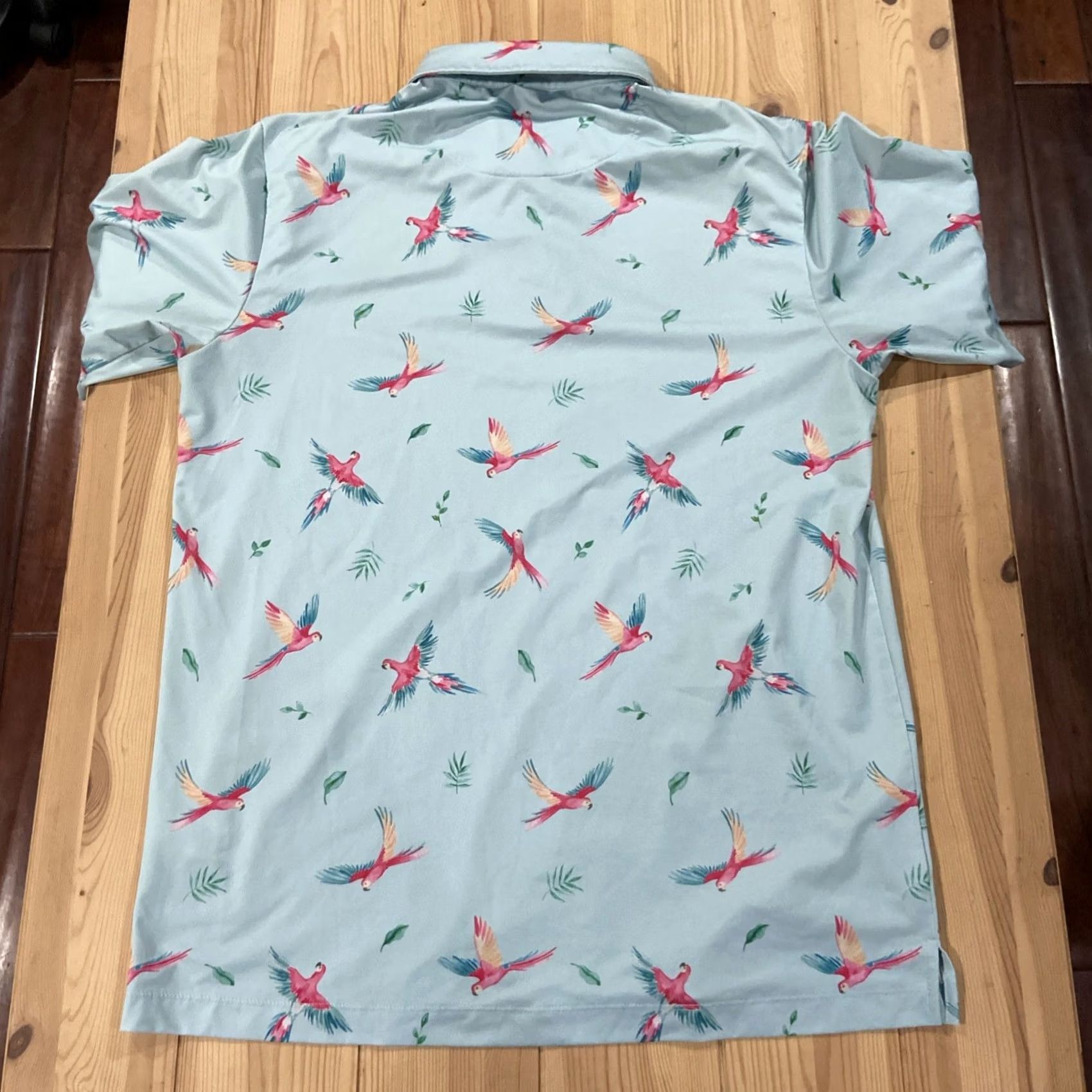 Vintage Bad Birdie Polo Shirt Parrot Macaw Turquoise Short Sleeve Mens L Blue Golf Logo Size US L / EU 52-54 / 3 - 7 Thumbnail