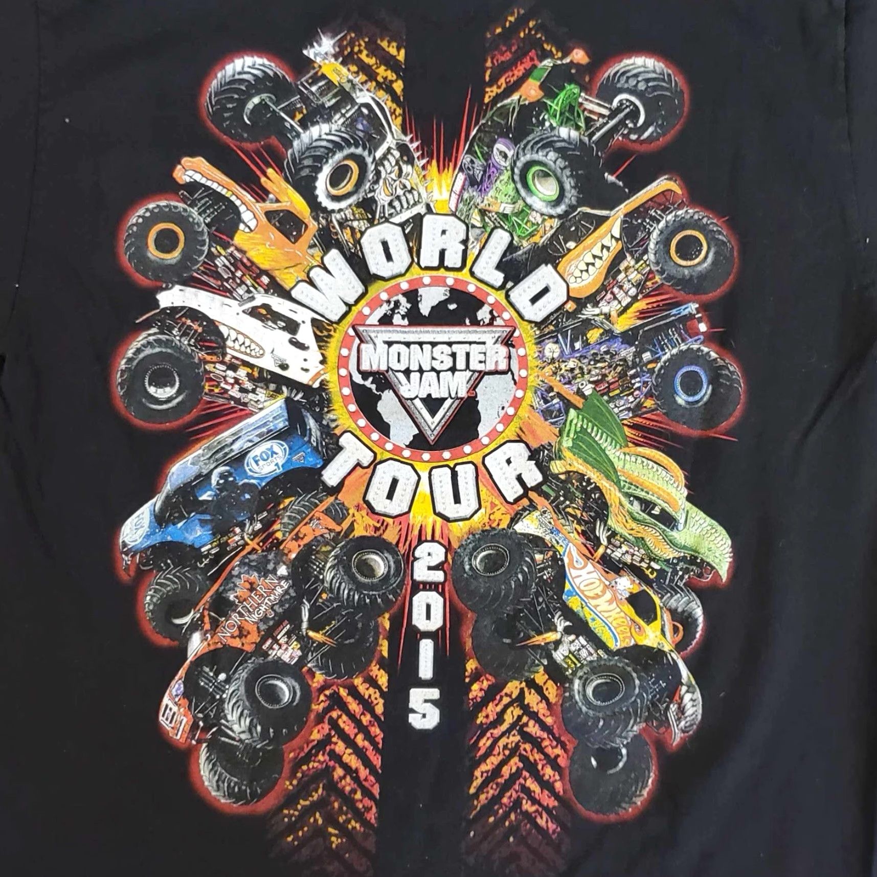 Vintage Monster Jam Monster Jam Tour 2015 T Shirt Adult Medium Grave Digger M Black Crew Neck Short Sleeve T-Shirt Men Cars Monster Truck Double-Sided 1990s? Size US M / EU 48-50 / 2 - 2 Thumbnail