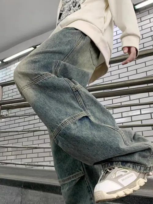 Japanese Brand × Jean Vintage washed distressed wide-leg casual jeans Size US 32 / EU 48 - 4 Thumbnail