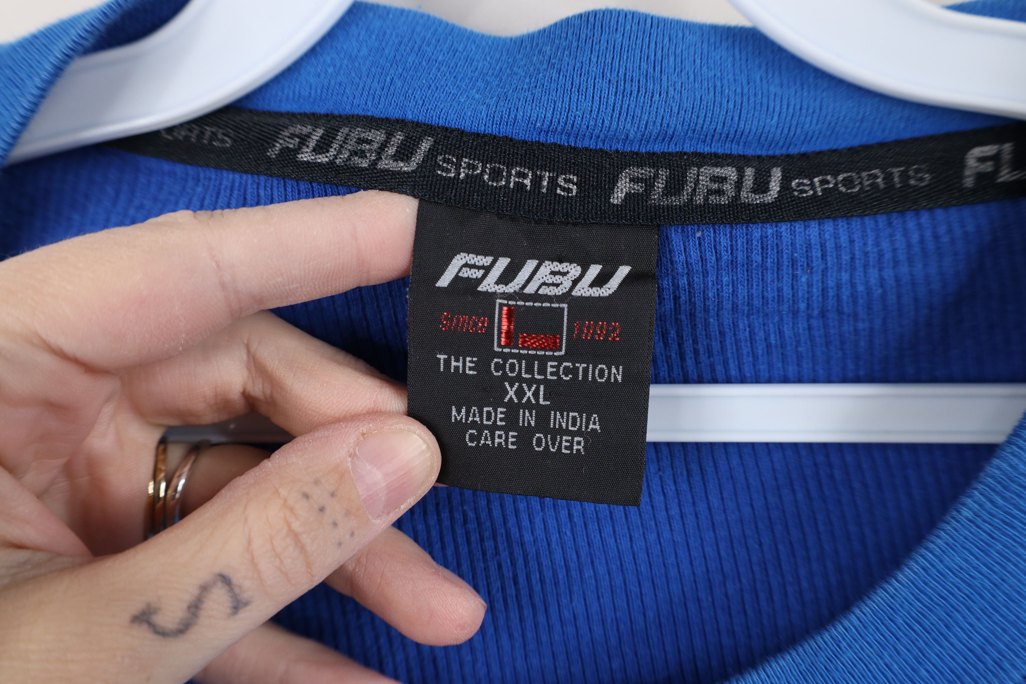 Fubu Vintage 90s Y2K FUBU Ribbed Knit Short Sleeve T-Shirt Blue Size US XXL / EU 58 / 5 - 8 Thumbnail