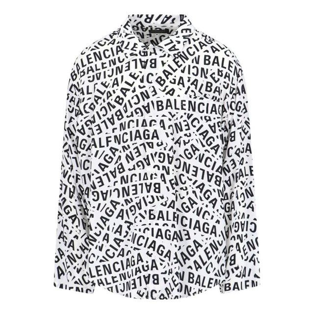 Balenciaga o1tr1nto0426 Logo Strips Minimal Shirt Large Fit White/Black Size US S / EU 44-46 / 1 - 1 Thumbnail