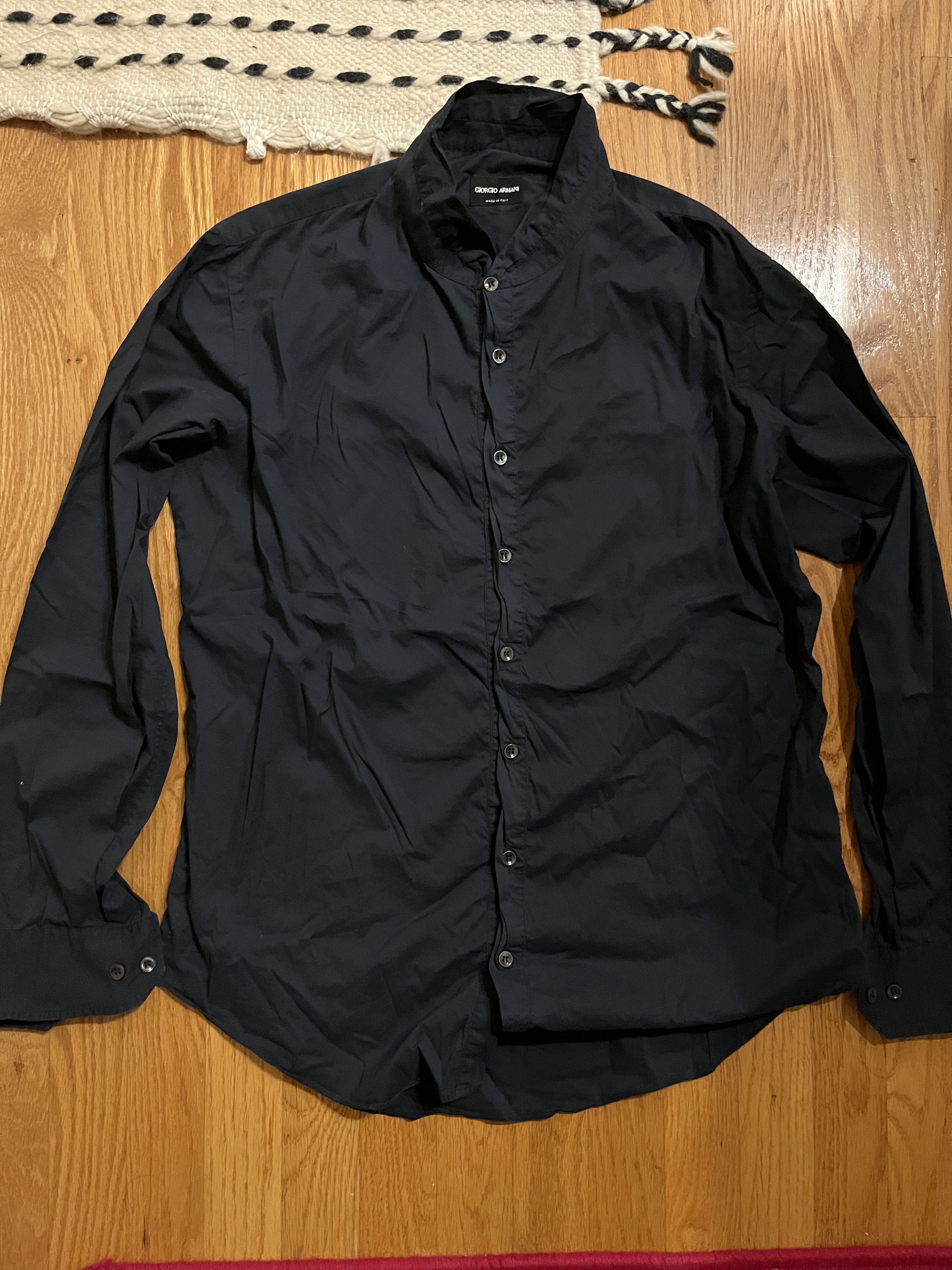 Giorgio Armani Stand Granddad Collar Italy 15 3/4 - 40 Size US M / EU 48-50 / 2 - 1 Thumbnail