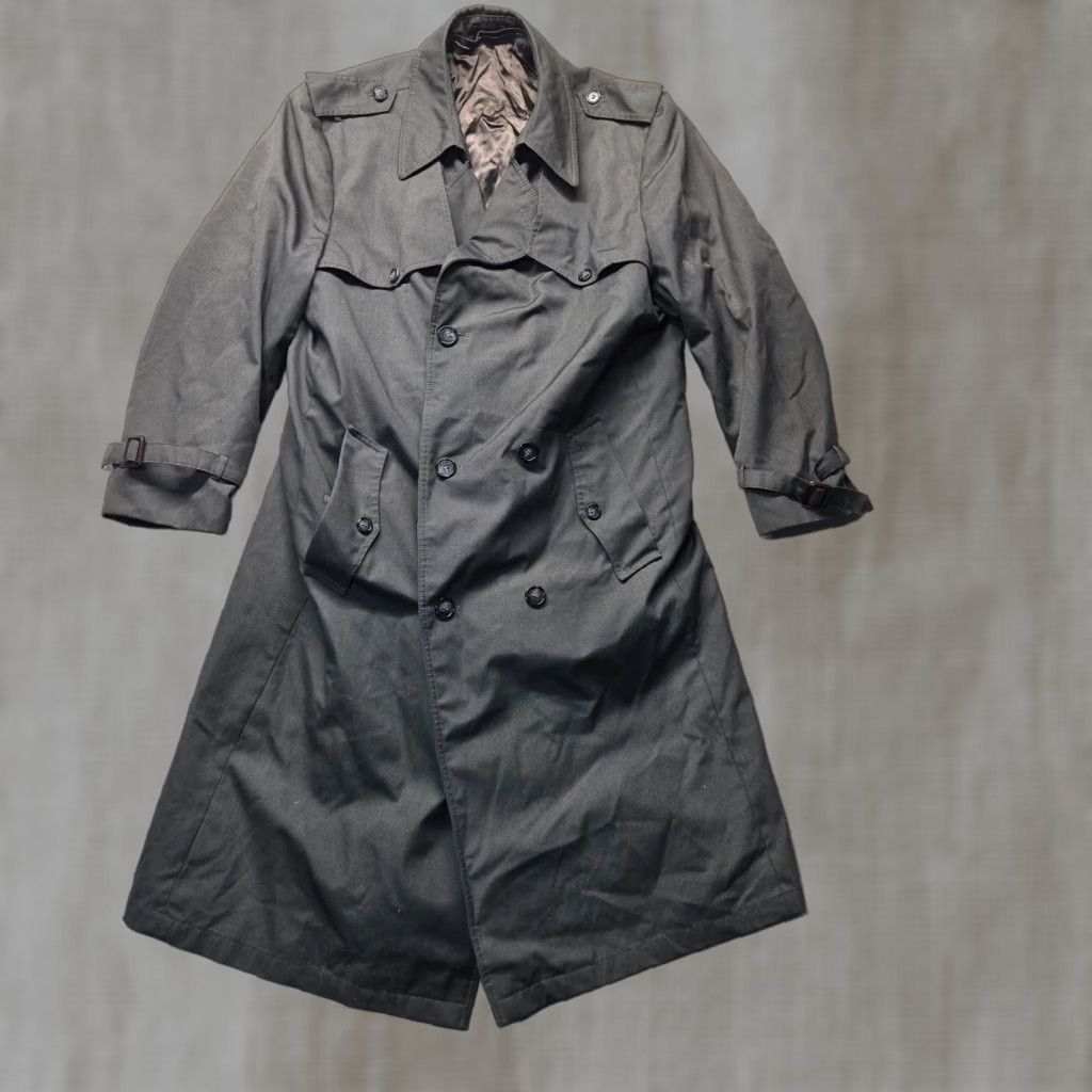 Doublet Vintage Men's Gray Double Breasted Trench Coat Rain Jacket 40R Cotton Blend Classic Style Size US XXS / EU 40 - 1 Thumbnail