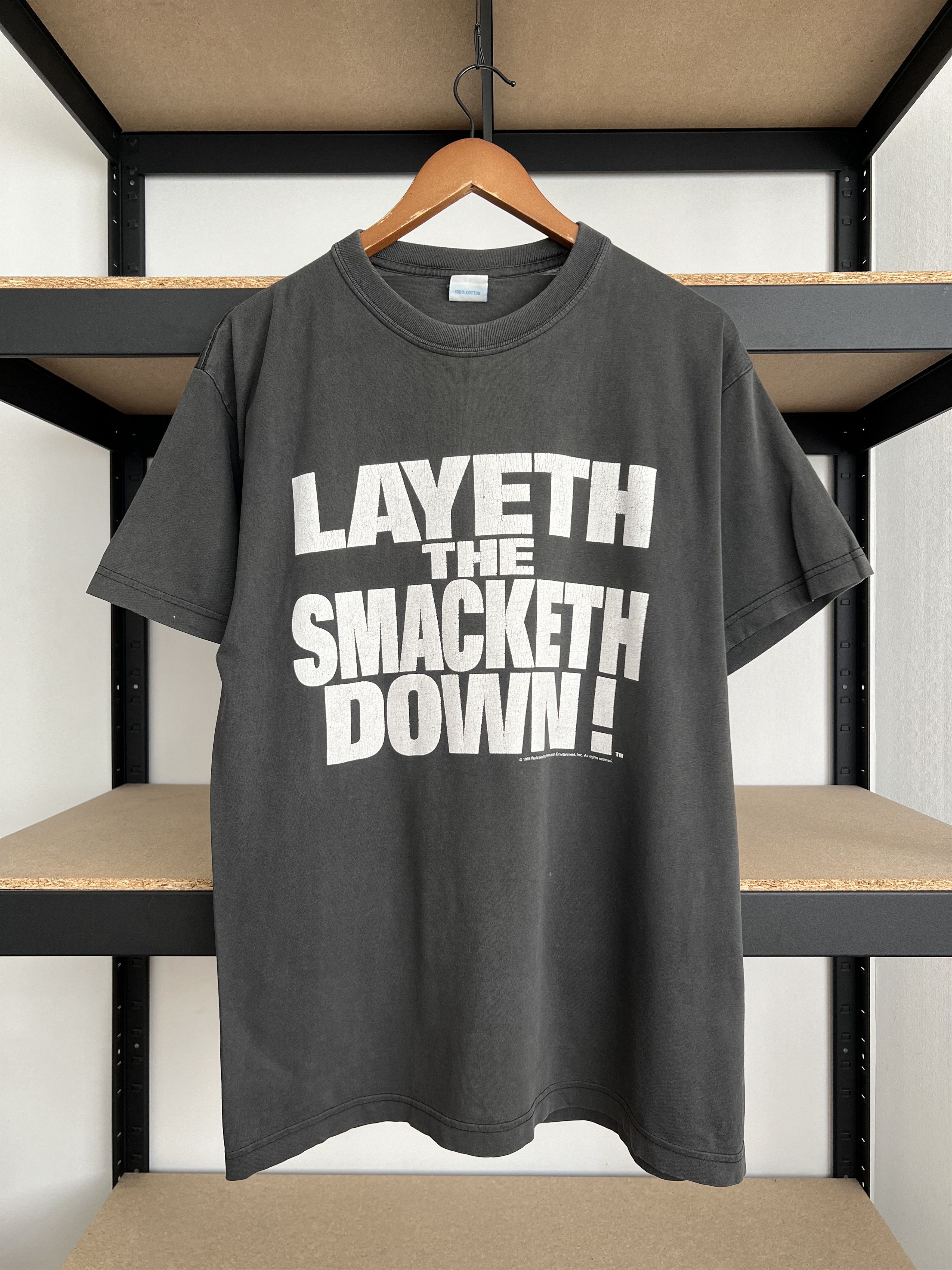 WWE Vintage 1999 The Rock WWE Layeth The Smacketh Down Candy Ass Size US L / EU 52-54 / 3 - 1 Thumbnail