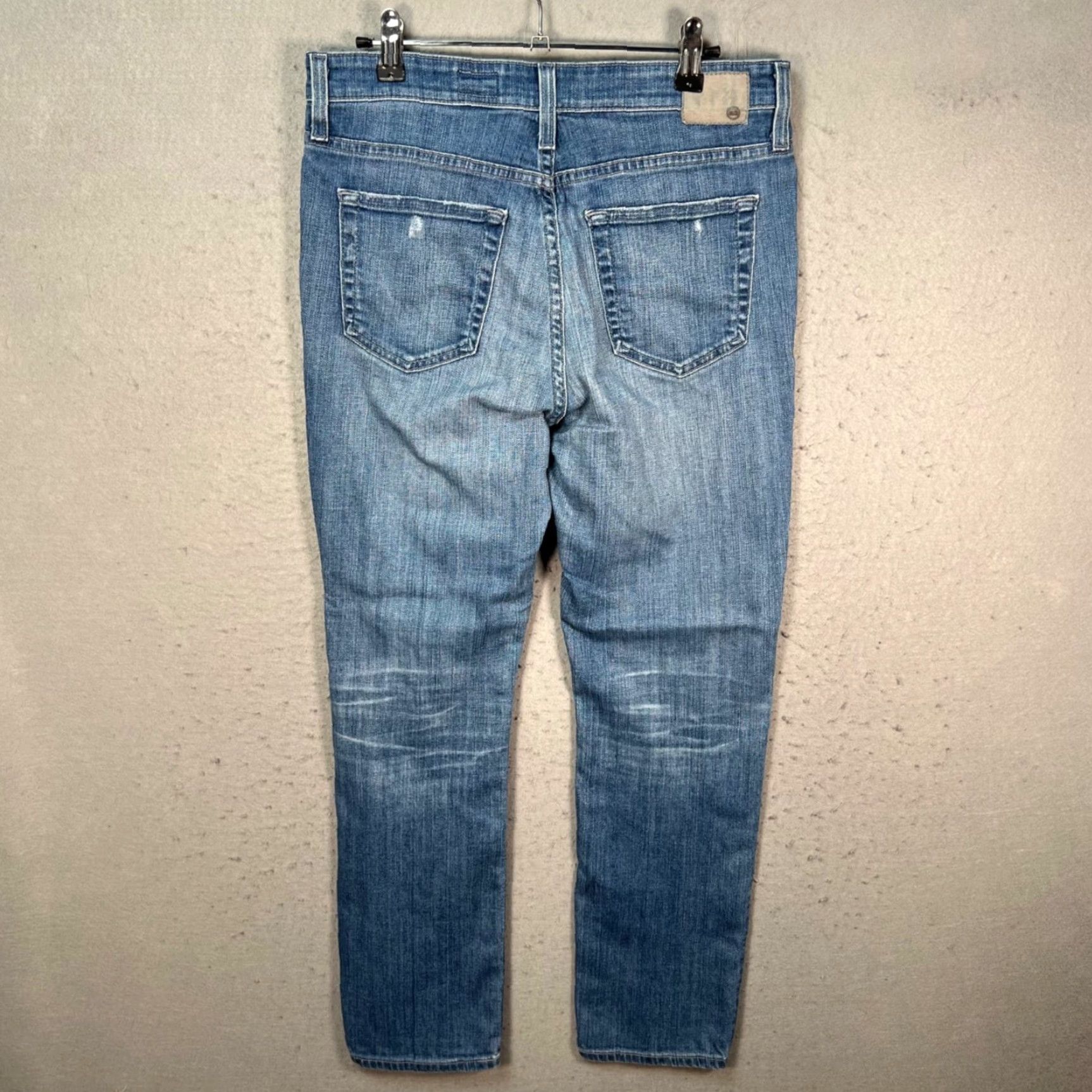 Vintage AG Adriano Goldschmied Jeans 28 Women's Distressed Light Wash 5-Pocket Denim Tapered High Rise - Blue Vintage No Size 28" / US 6 / IT 42 - 2 Thumbnail