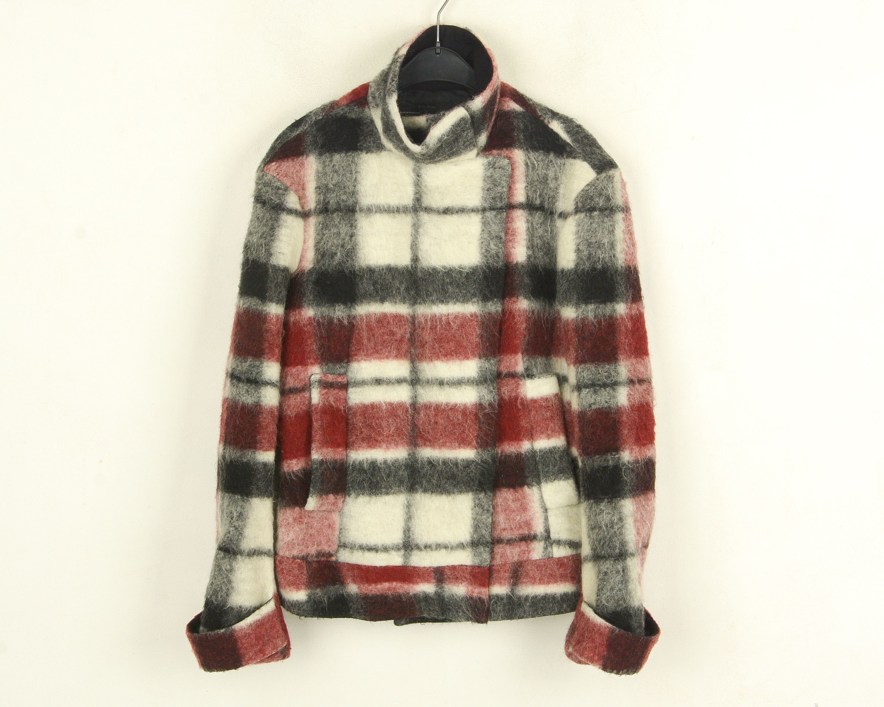 Zara Basic S Wool Mohair Jacket Checked Coat Warm Plaid Blazer Size S / US 4 / IT 40 - 1 Thumbnail