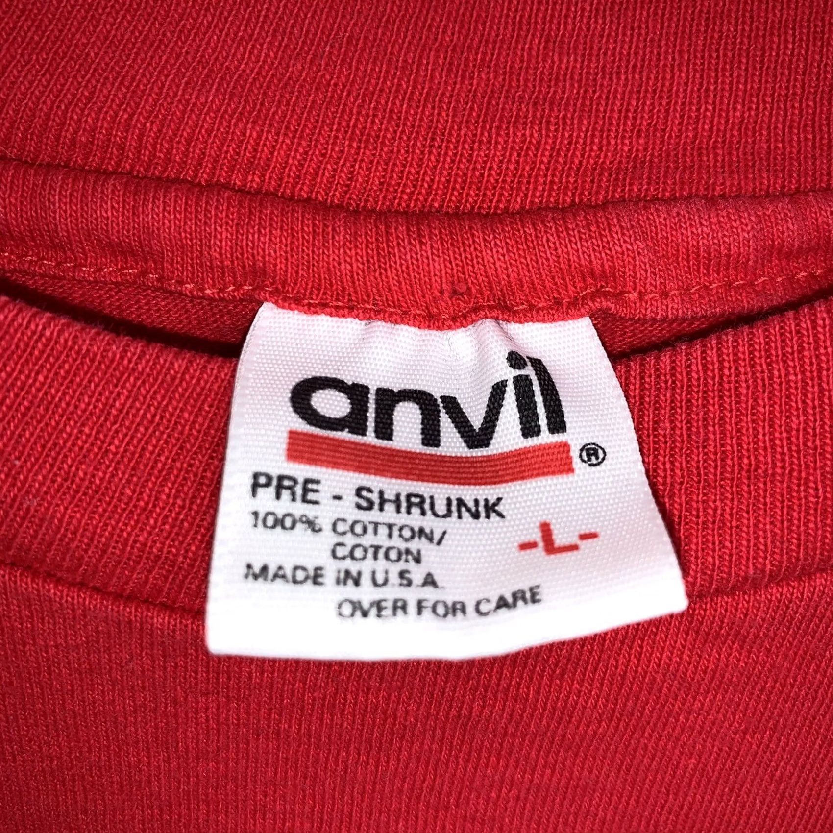 Vintage VINTAGE Red Bar Anvil Tee Distressed Jesus Ichthys Love All Worship One Long Sleeve T-Shirt Red Large Size US L / EU 52-54 / 3 - 6 Thumbnail