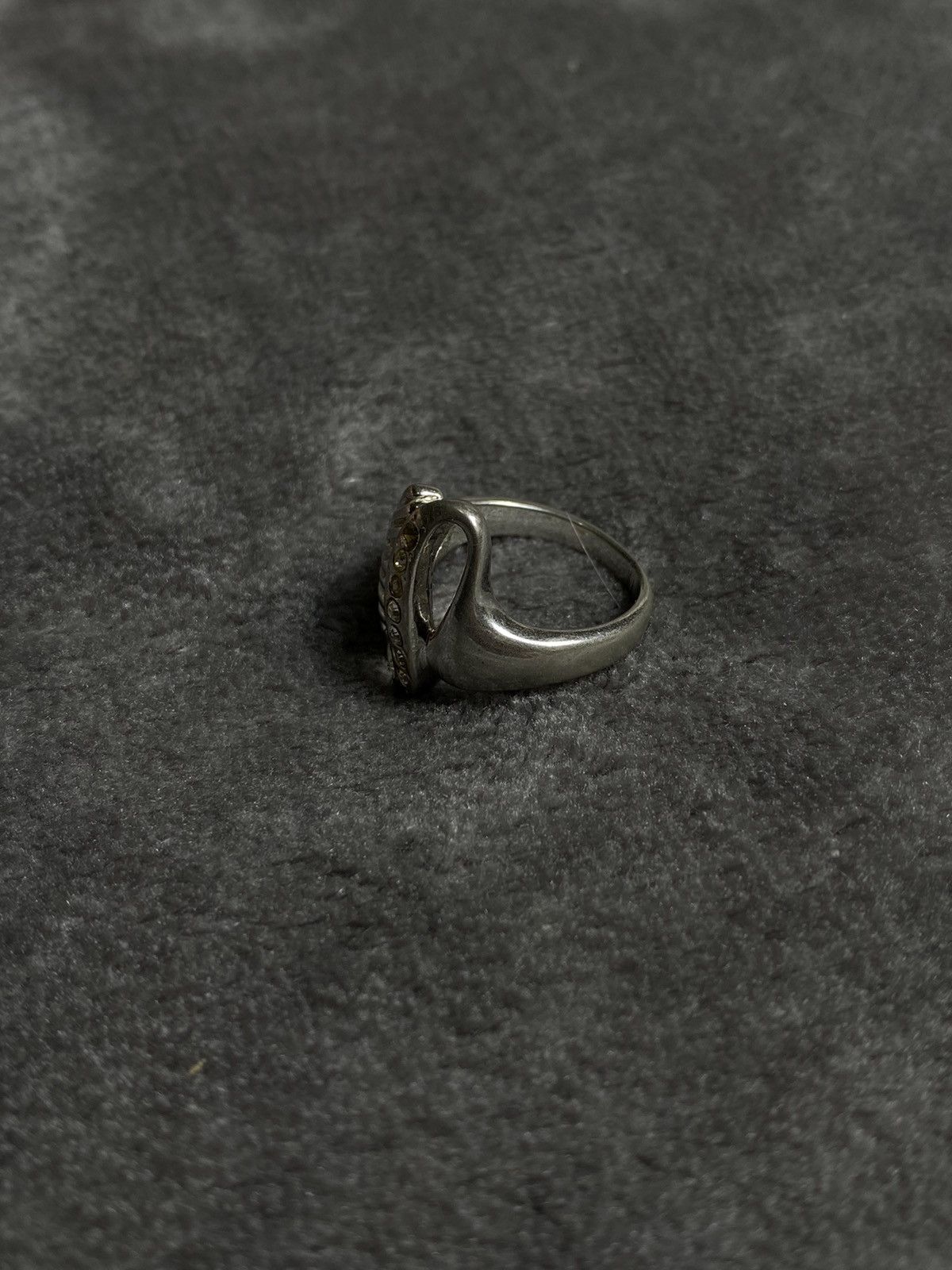 Jewelry Vintage Silver Ring with Crystal Accents Size ONE SIZE - 3 Thumbnail