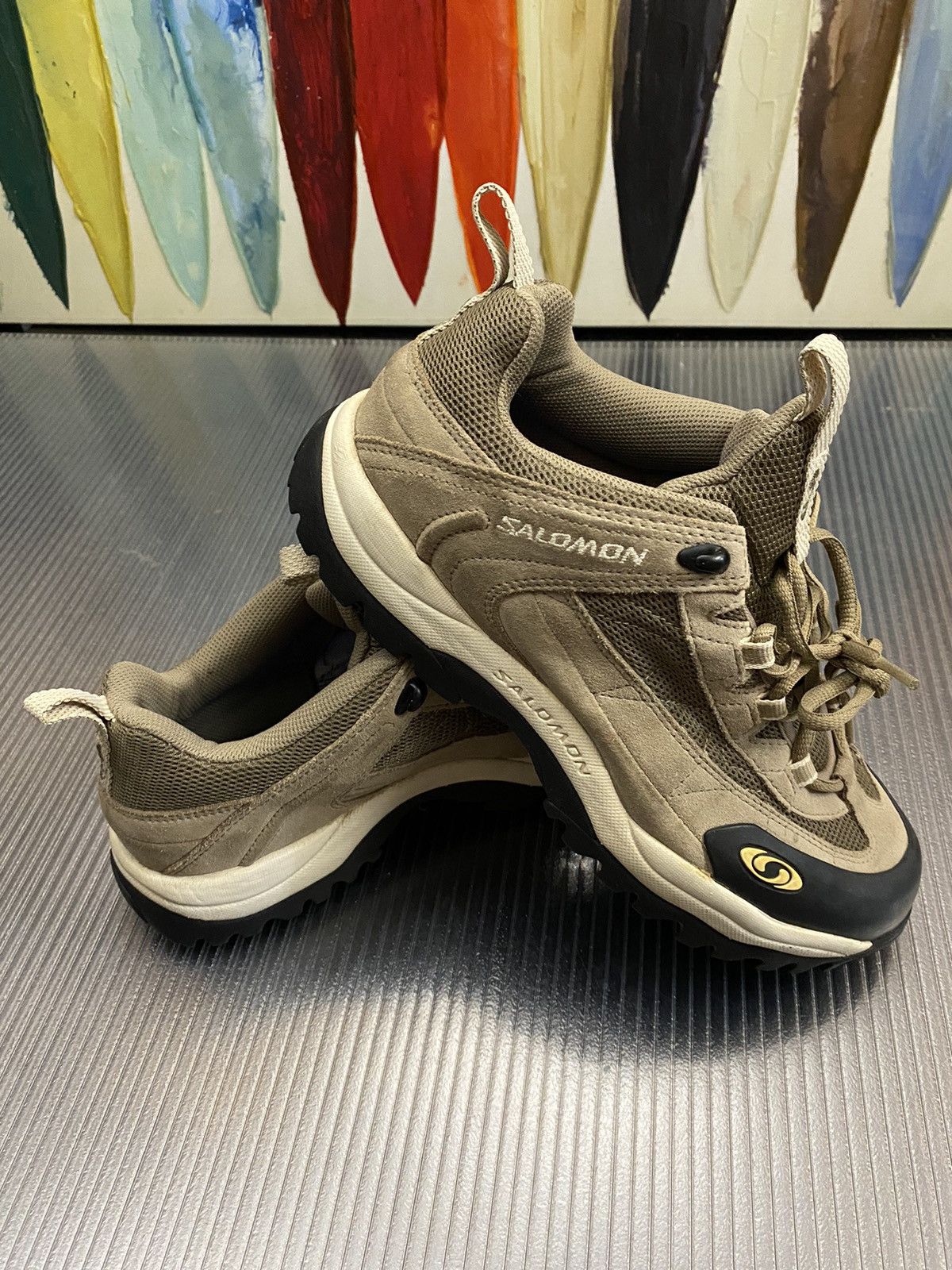 Salomon Salomon women’s expert low khaki suede trail hikers 9 Size US 9 / IT 39 - 2 Thumbnail