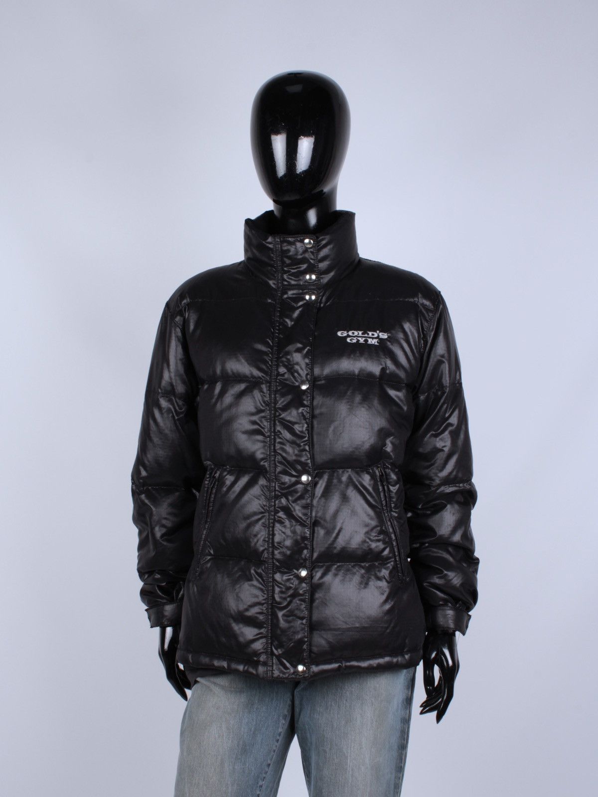 Vintage GOLDS GYM Down Black Puffer Jacket Size M / US 6-8 / IT 42-44 - 1 Thumbnail