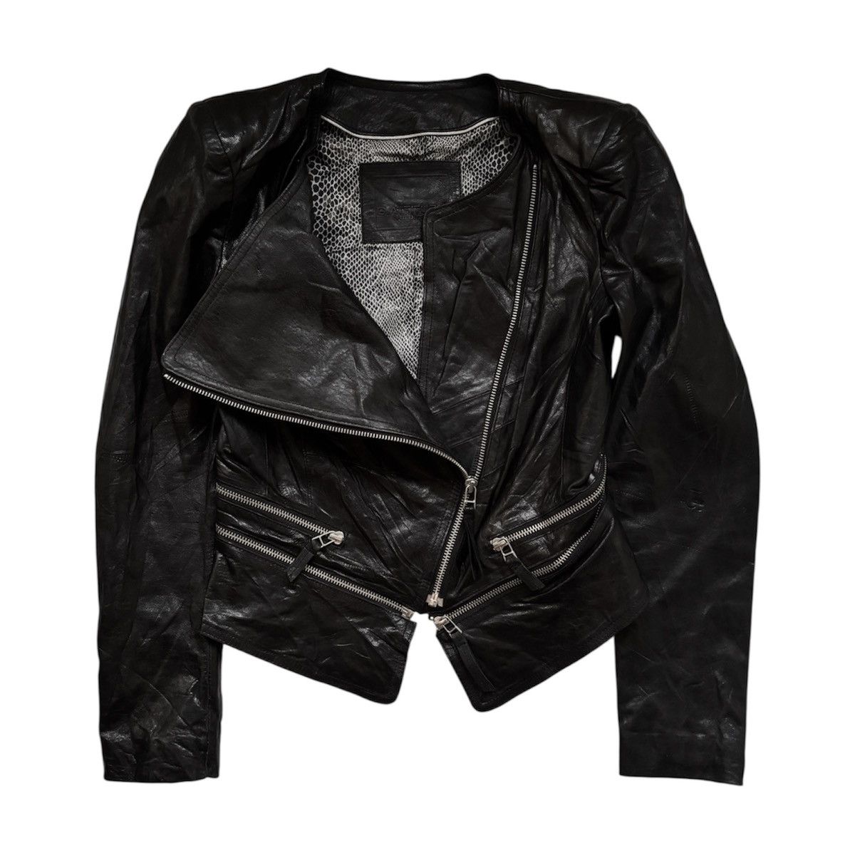 14th Addiction G.Attitude Asymetrical Leather Jacket Size ONE SIZE - 2 Thumbnail
