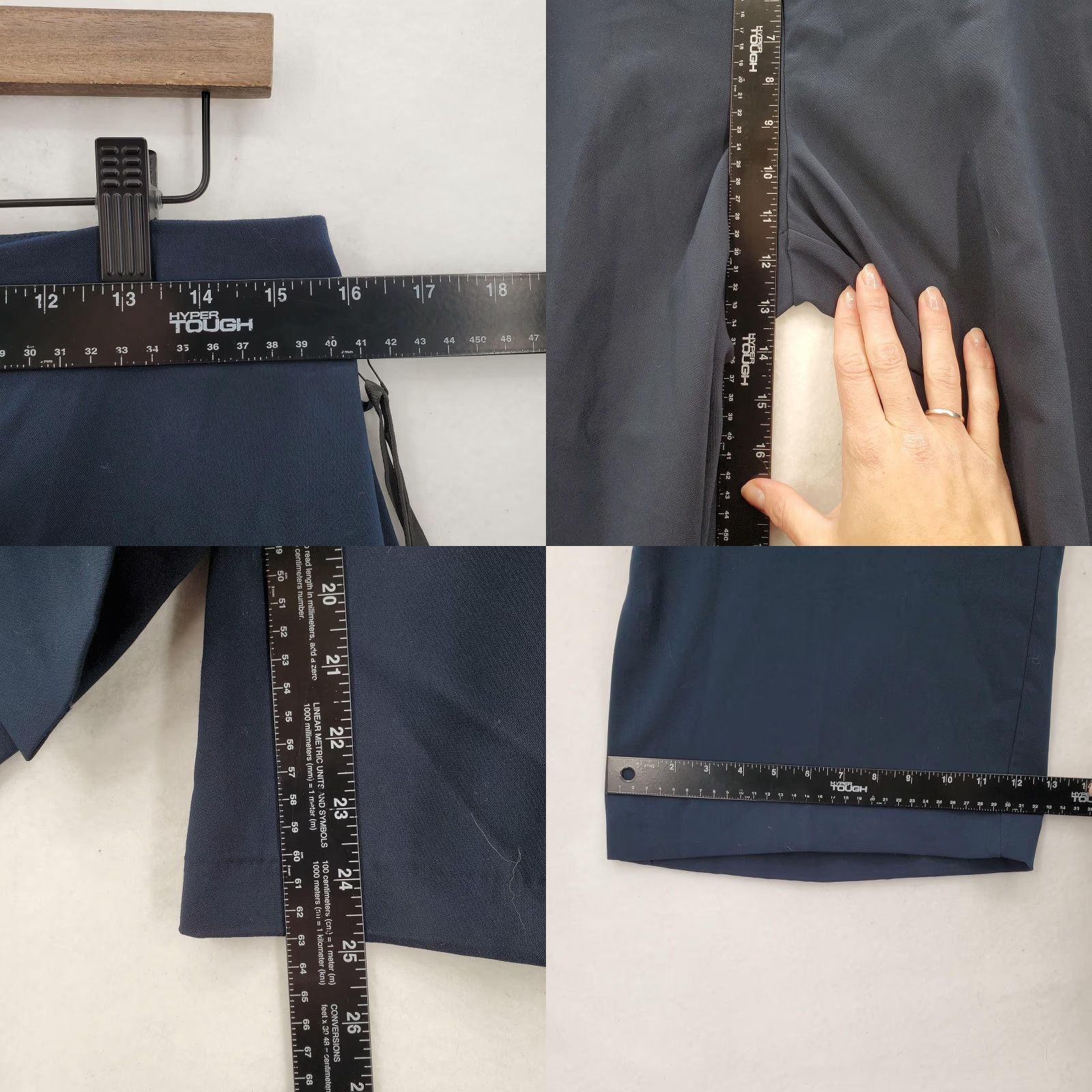 Nicole Miller Nicole Miller New York Pants Womens 10 Navy Blue Wide Crop Culottes High Rise Slim Fit Stretch Zip Casual Workwear Regular Inseam 25 in} Size 32" / US 10 / IT 46 - 8 Thumbnail