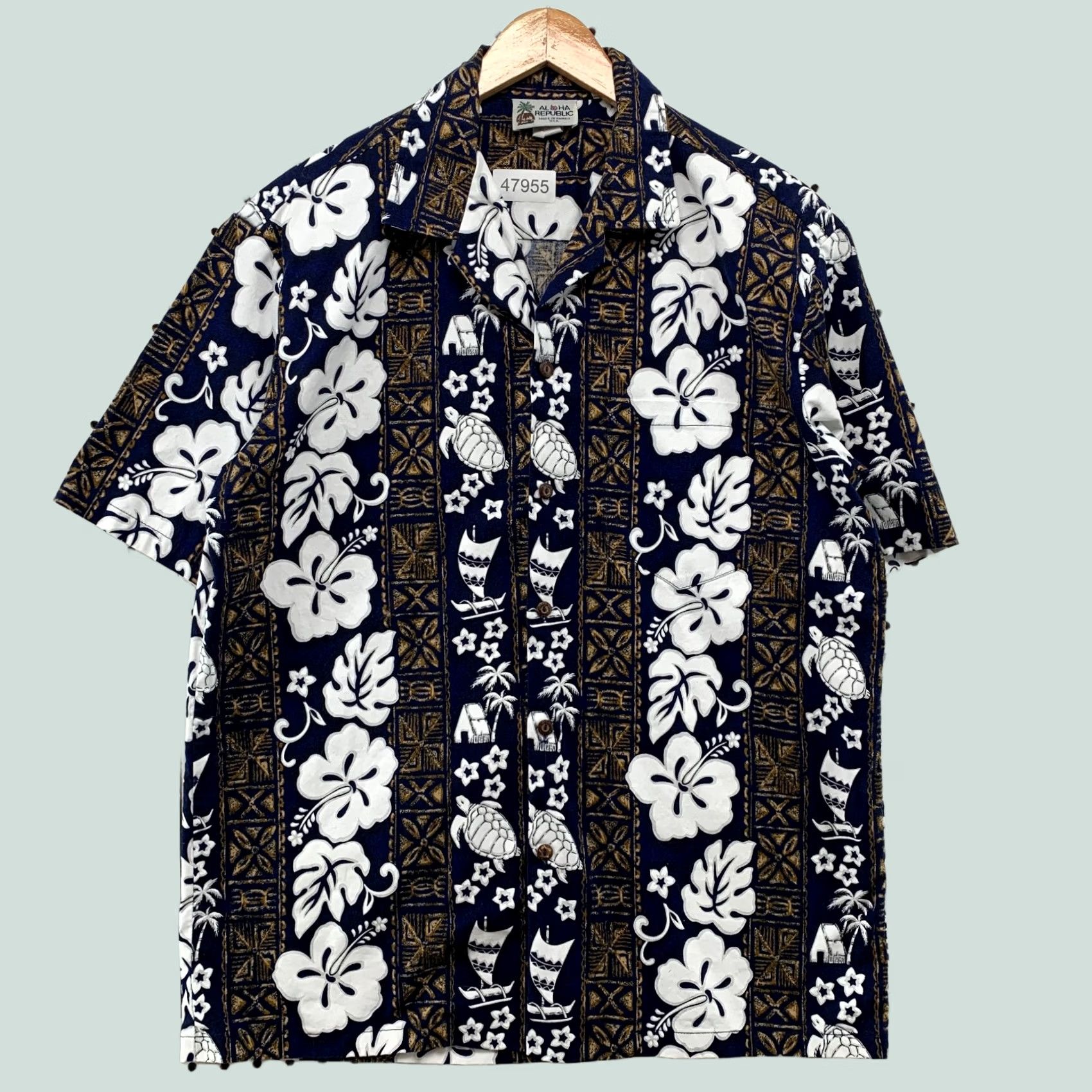 Vintage Aloha Republic Vintage Hawaiian Button Shirt Mens Large Floral Sea Turtle Shirt Size US L / EU 52-54 / 3 - 1 Thumbnail