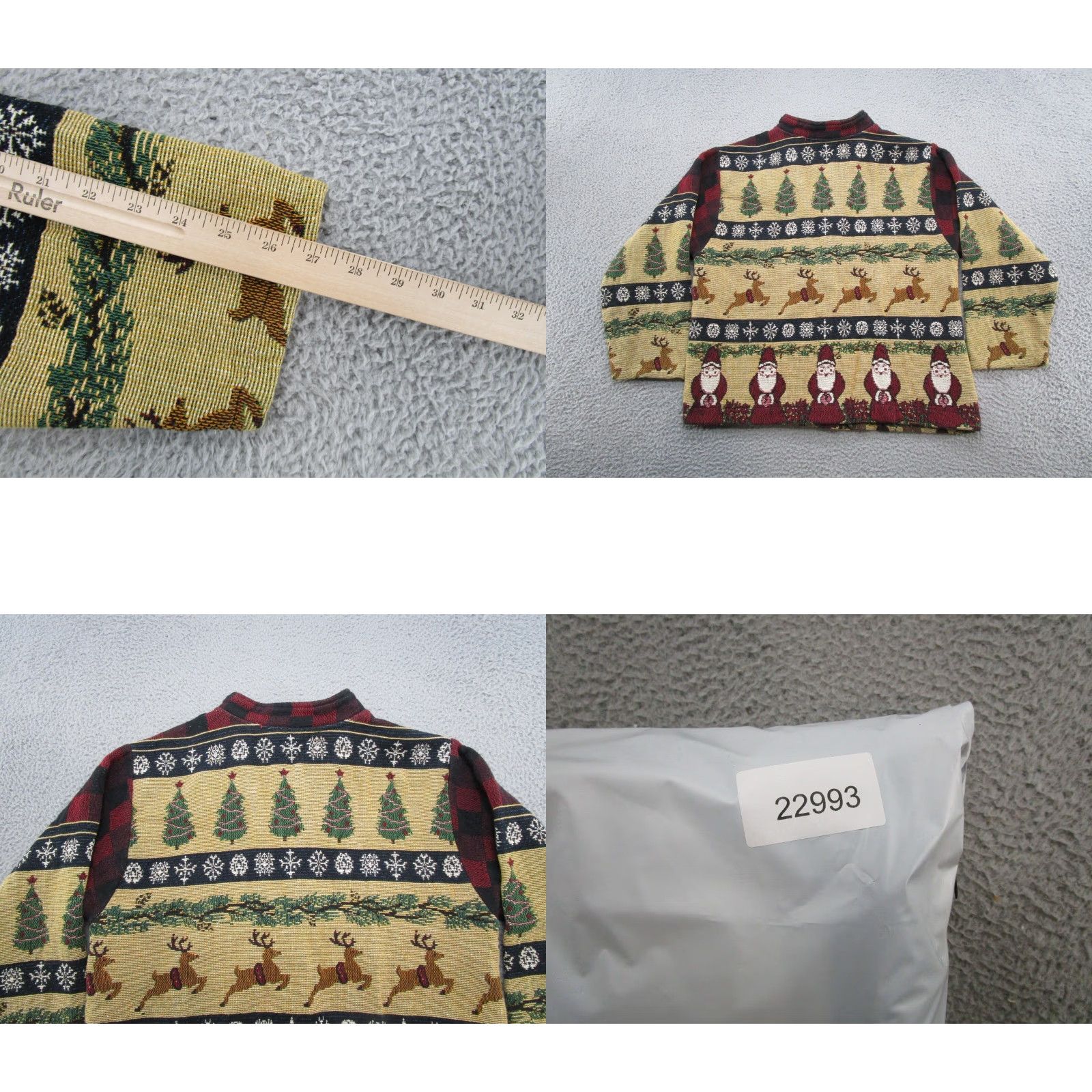 Sugar VTG Weavers Cardigan Sweater One Size Round Neck Long Sleeve Multicolor Cotton Christmas Santa Pockets Graphic Print Button Womens Size ONE SIZE - 8 Thumbnail