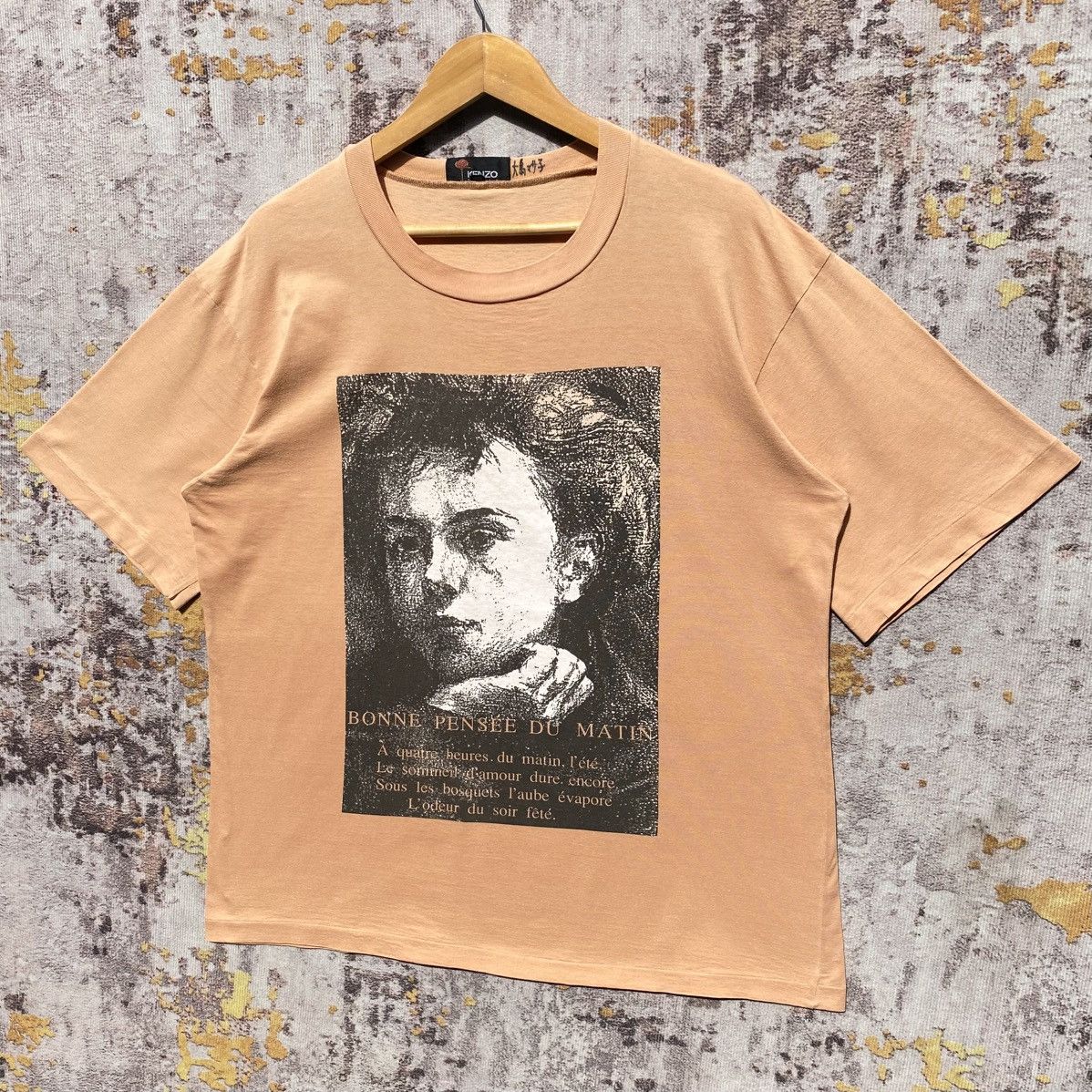 Kenzo Rare! Vintage Kenzo Bonne Pensee Du Matin Wording Art Shirt Size US L / EU 52-54 / 3 - 3 Thumbnail