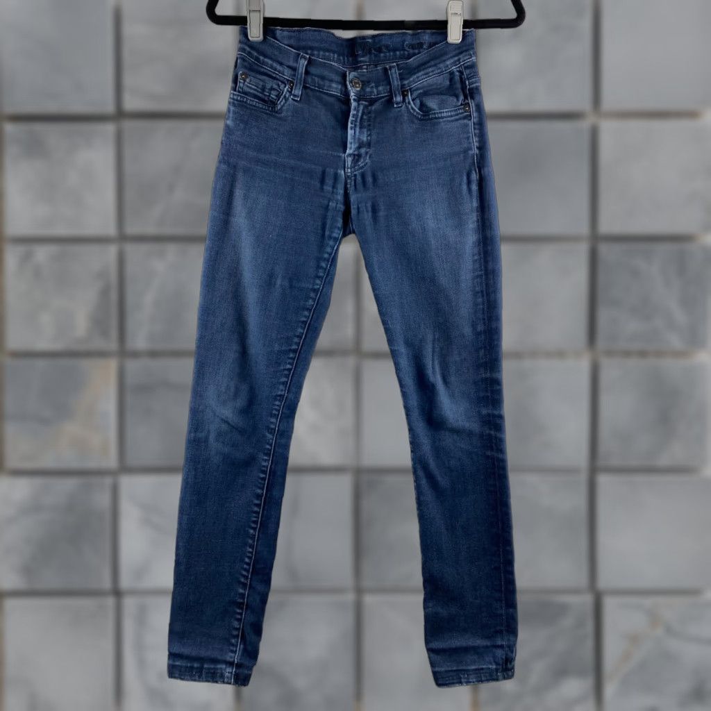 7 For All Mankind 7 For All Mankind Roxanne Womens 26 Blue Skinny Jeans Stretch Denim Dark Wash Size ONE SIZE - 1 Thumbnail