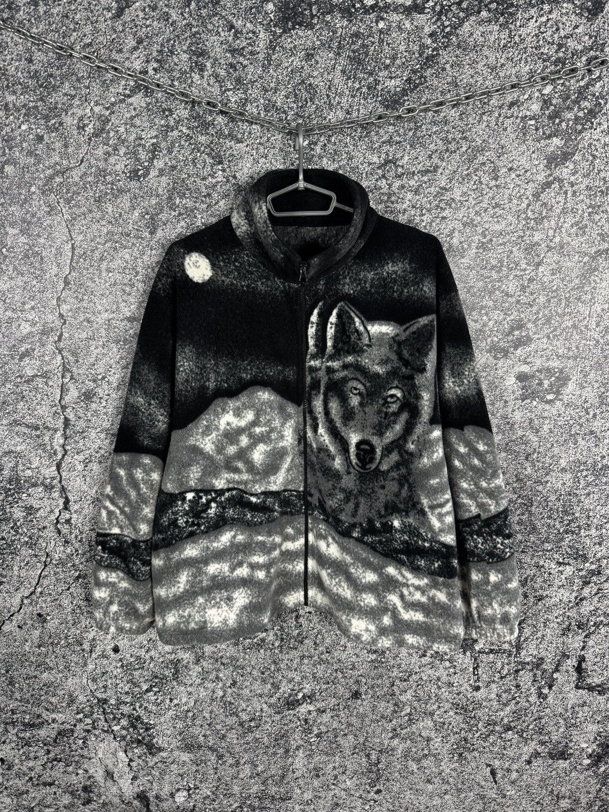 Vintage Vintage Wolf Fleece Jacket Sherpa Warm Overprint Nature M-L Size US L / EU 52-54 / 3 - 1 Thumbnail