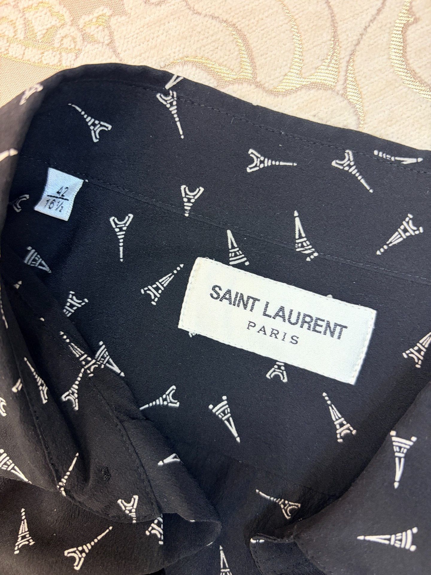 Saint Laurent Paris Saint Laurent Silk Eiffel Tower Shirt 42 Size US XS / EU 42 / 0 - 3 Thumbnail