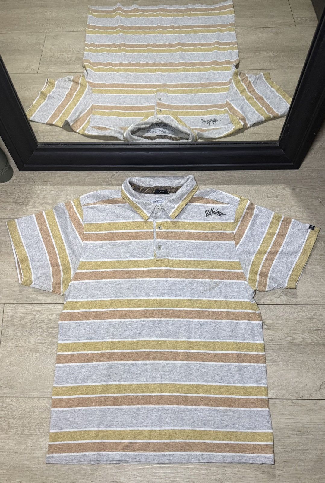 Billabong Y2K 2000s Billabong Striped Polo Embroidered Logo Size US L / EU 52-54 / 3 - 1 Thumbnail