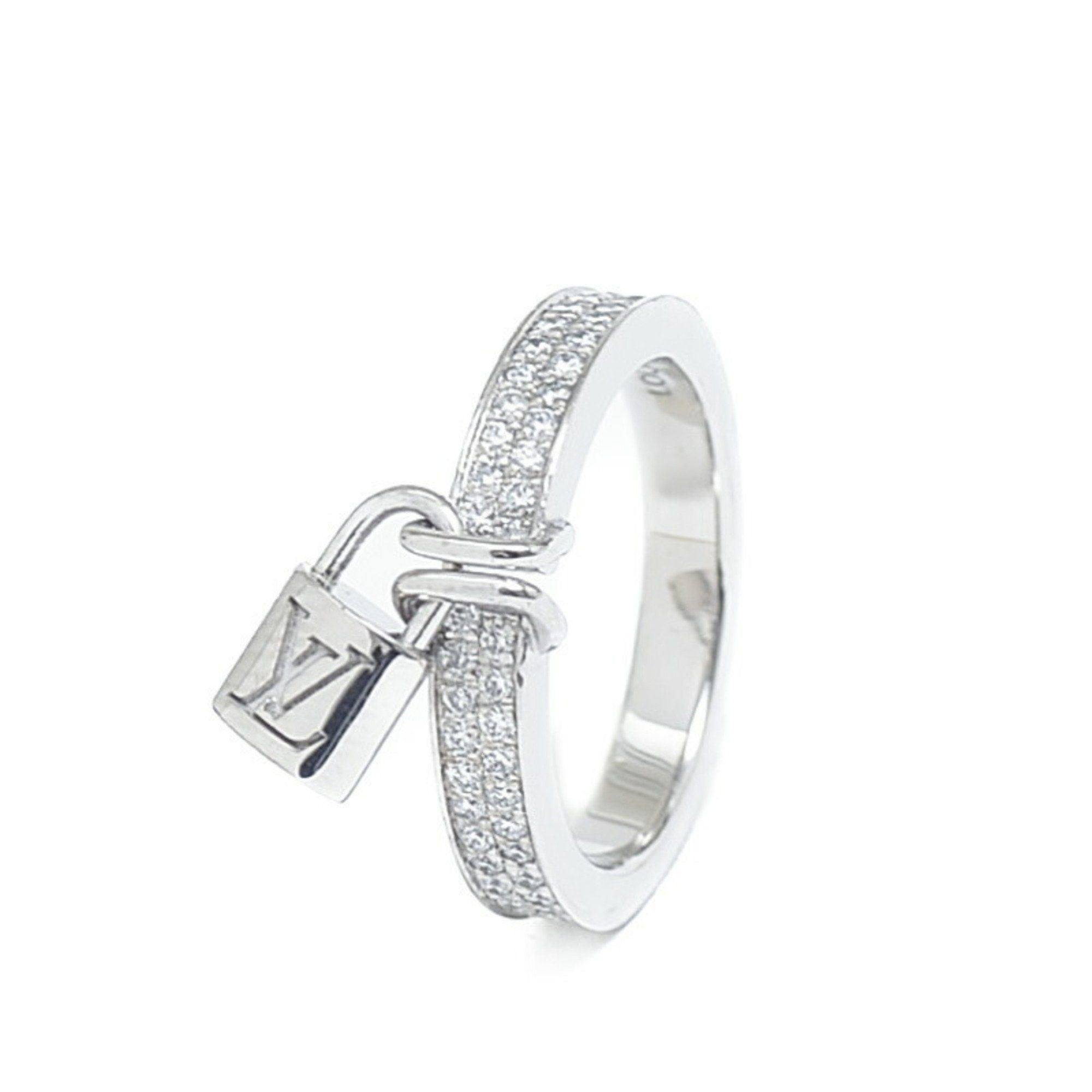 image of Louis Vuitton Berg Lockit Ring K18Wg Diamond 53 in Silver, Women's