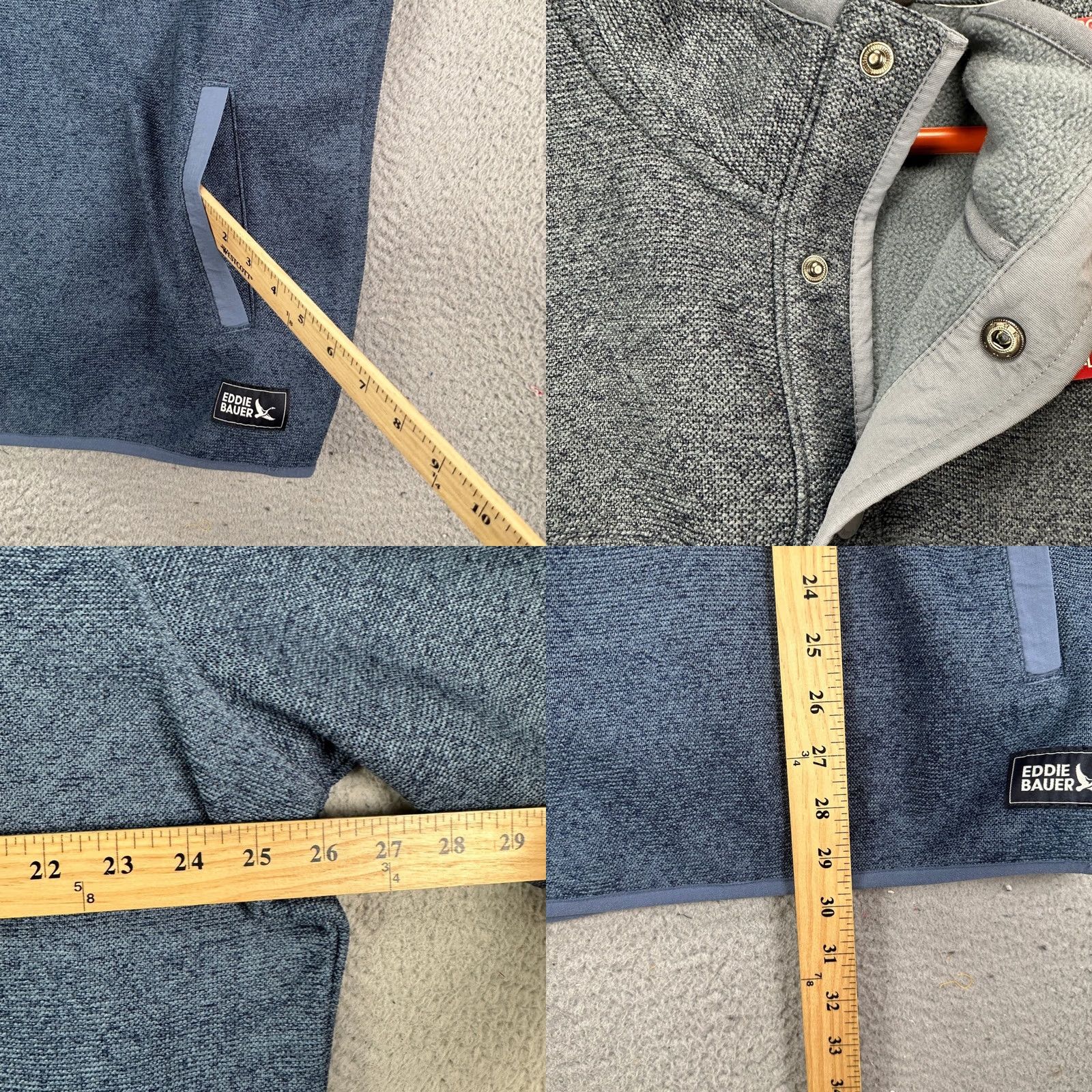 Eddie Bauer VINTAGE? No. Eddie Bauer Mens Fleece Sweater XL Blue Quarter Snap Pockets Sweatshirt NEW Size US XL / EU 56 / 4 - 8 Thumbnail
