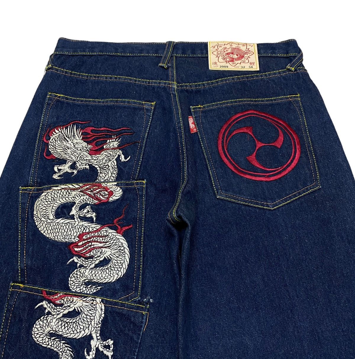 Other Rare Vintage Japanese Brand Multi Pocket Sukajan Jeans 1990s Size US 32 / EU 48 - 4 Thumbnail