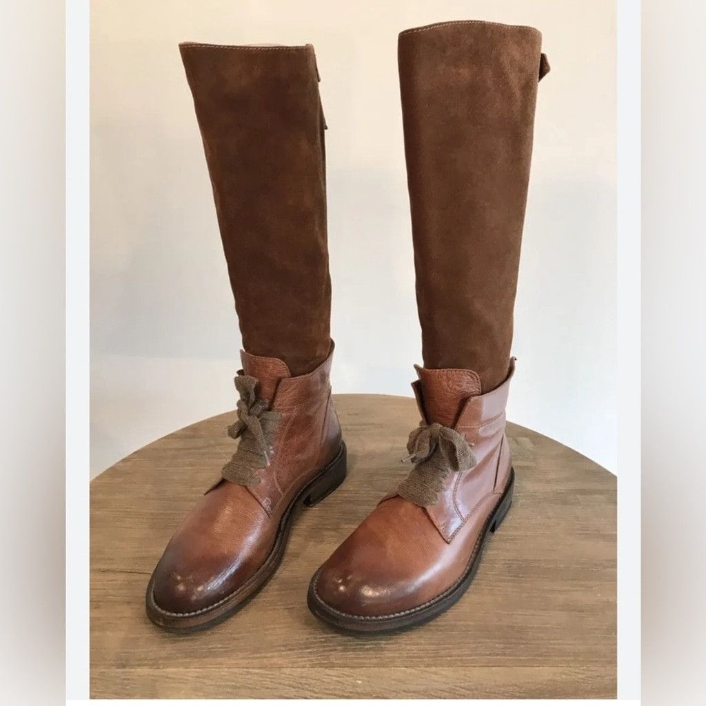 Brunello Cucinelli Brunello Cucinelli Brown Leather and Suede Riding Boots 41 Size US 11 / IT 41 - 1 Thumbnail